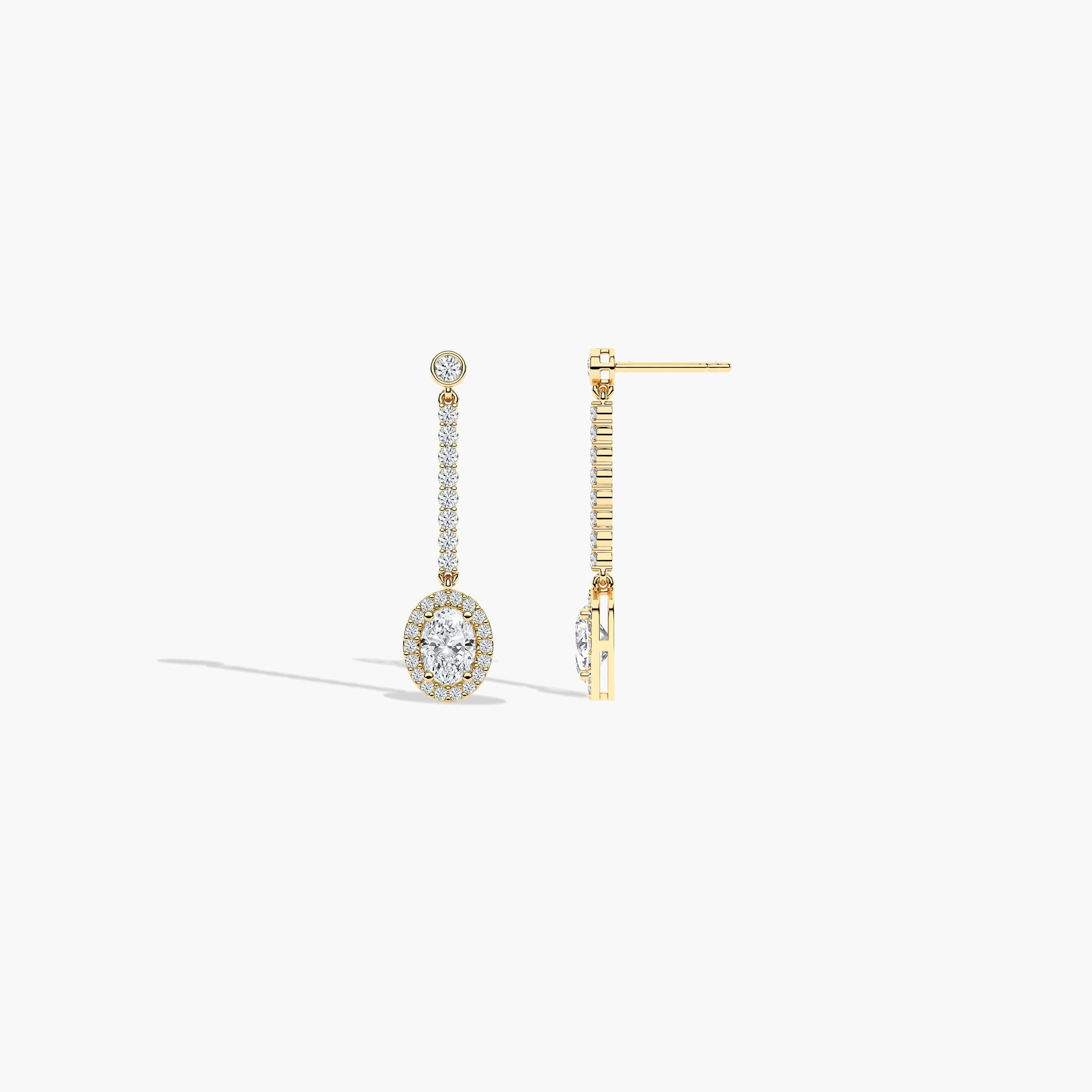 Oval Halo Diamond Drop Earrings