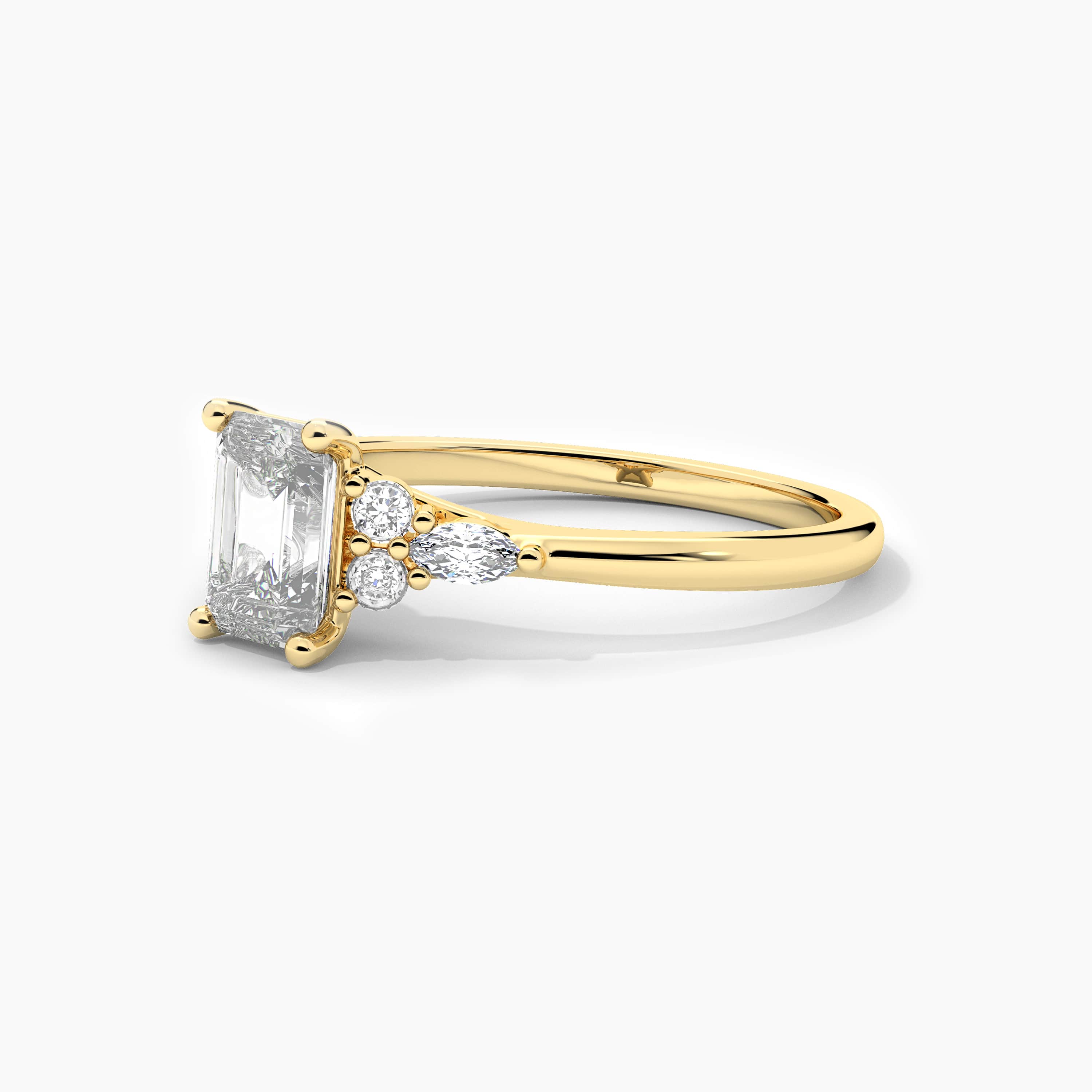 emerald cut moissanite ring in yellow gold usa