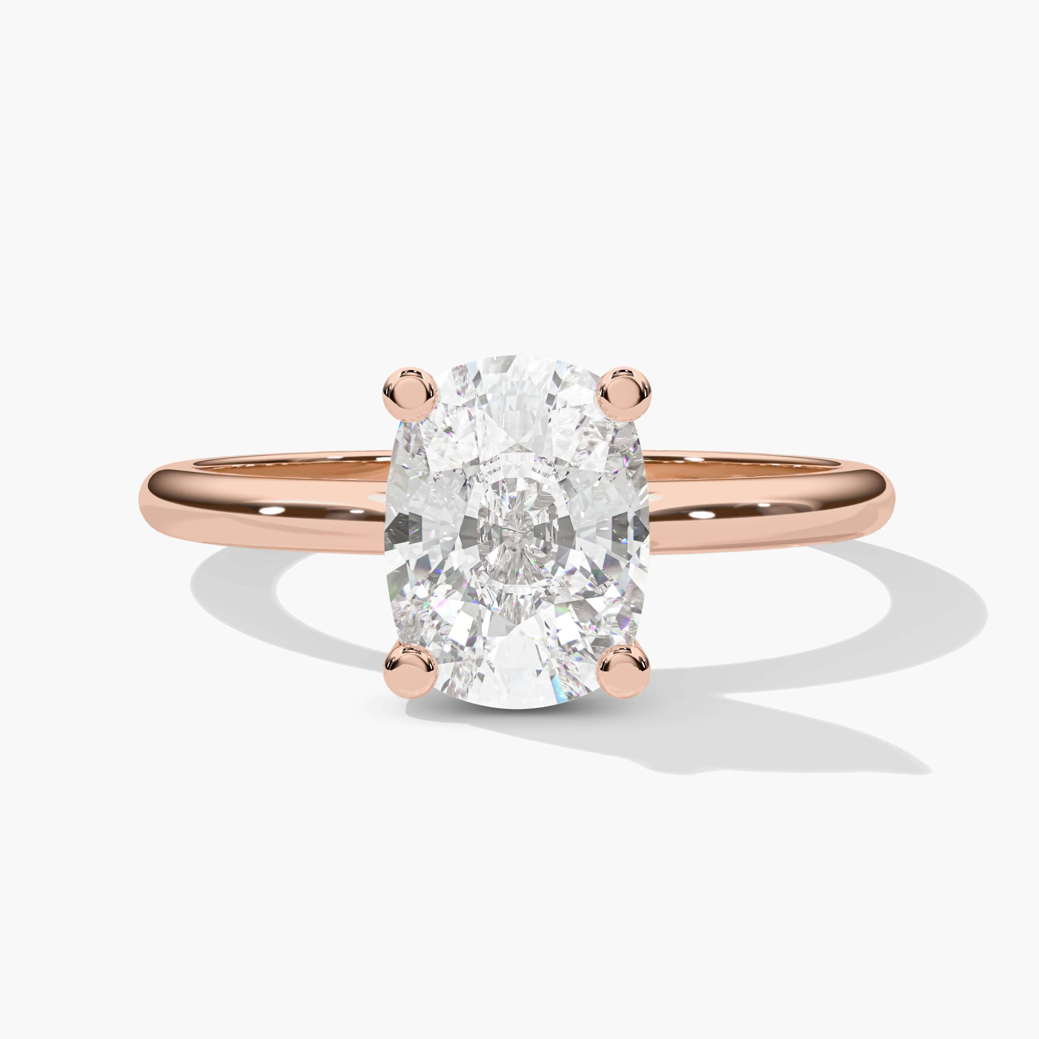 elongated cushion engagement ring rose gold