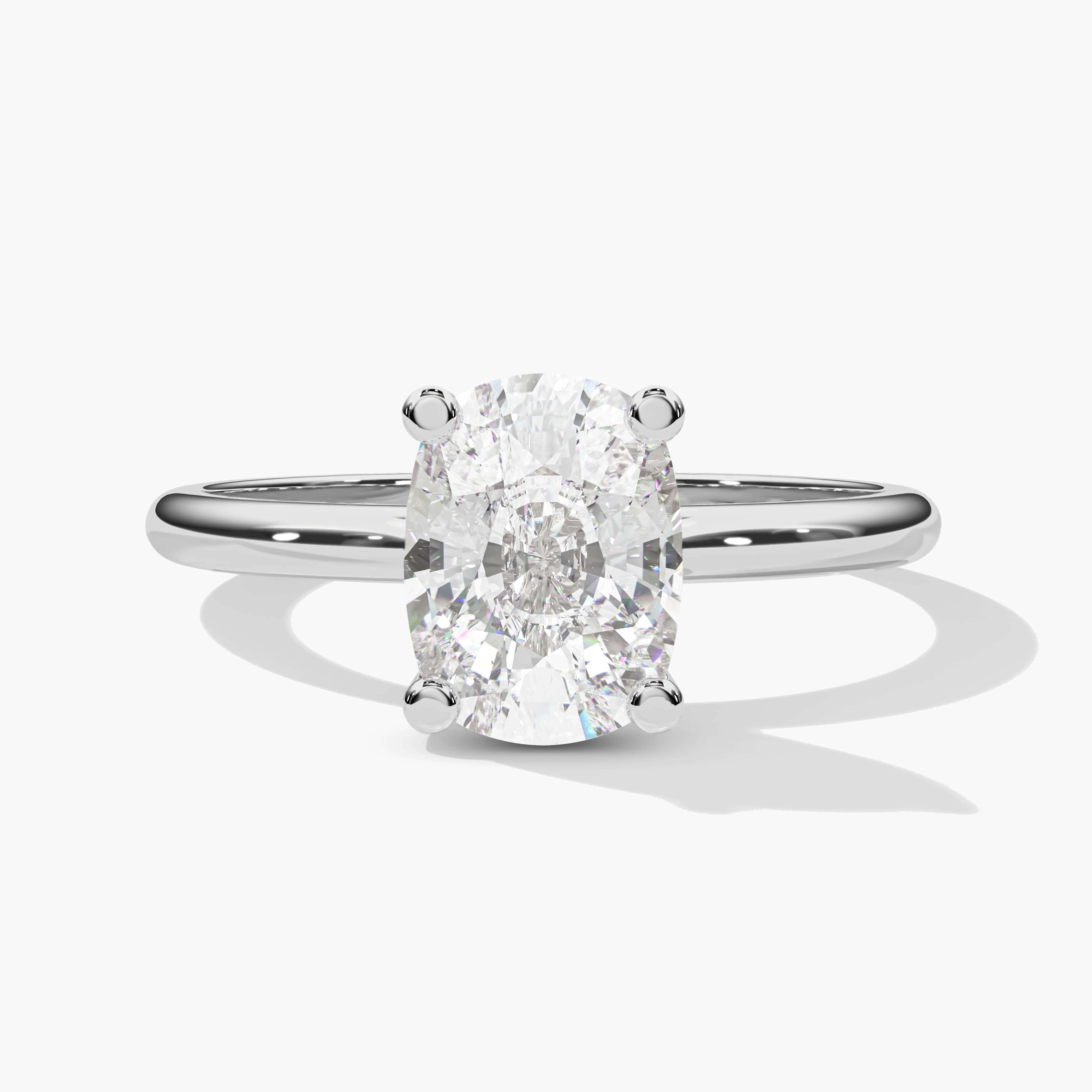 elongated cushion engagement ring white gold