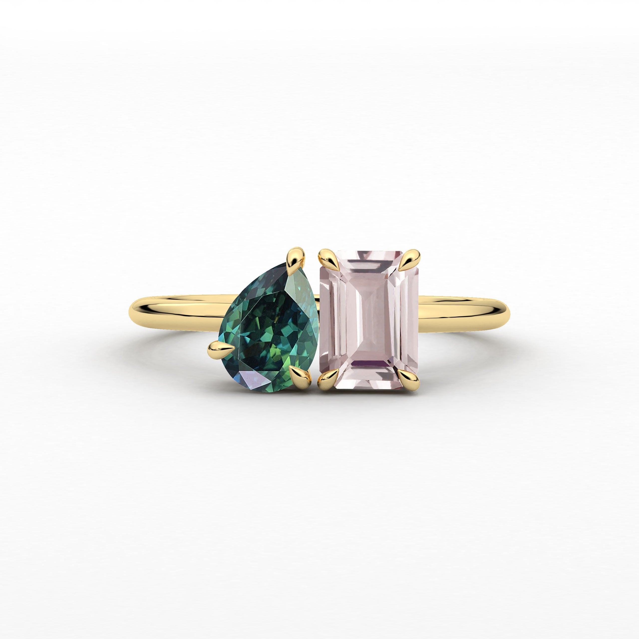 yellow gold toi et moi ring