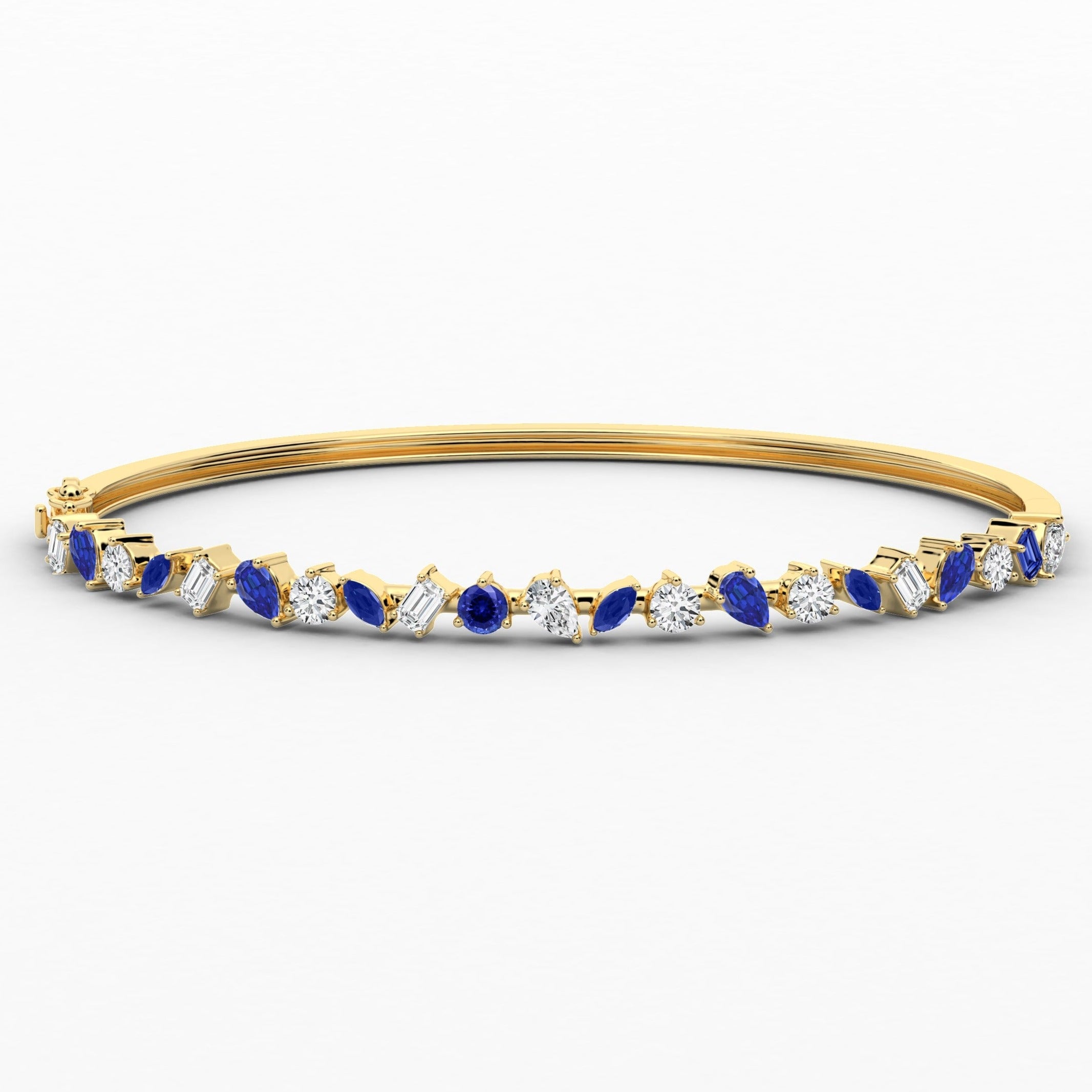 Multi Fancy-Shape Blue Sapphire Diamond Bracelet In Yellow Gold For Woman