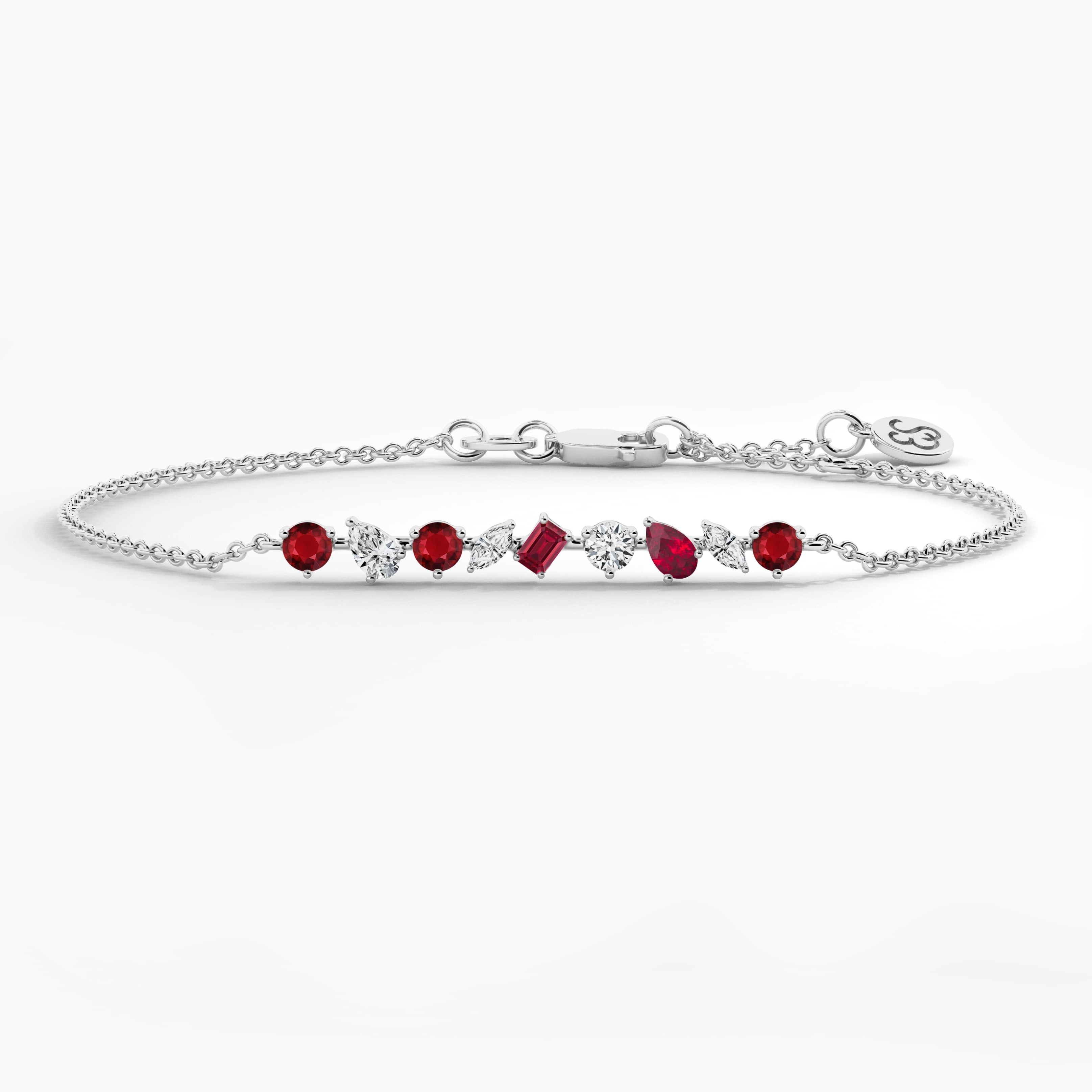 Multi Shape White Gold Chain Bracelet In Multi Shape For Woman