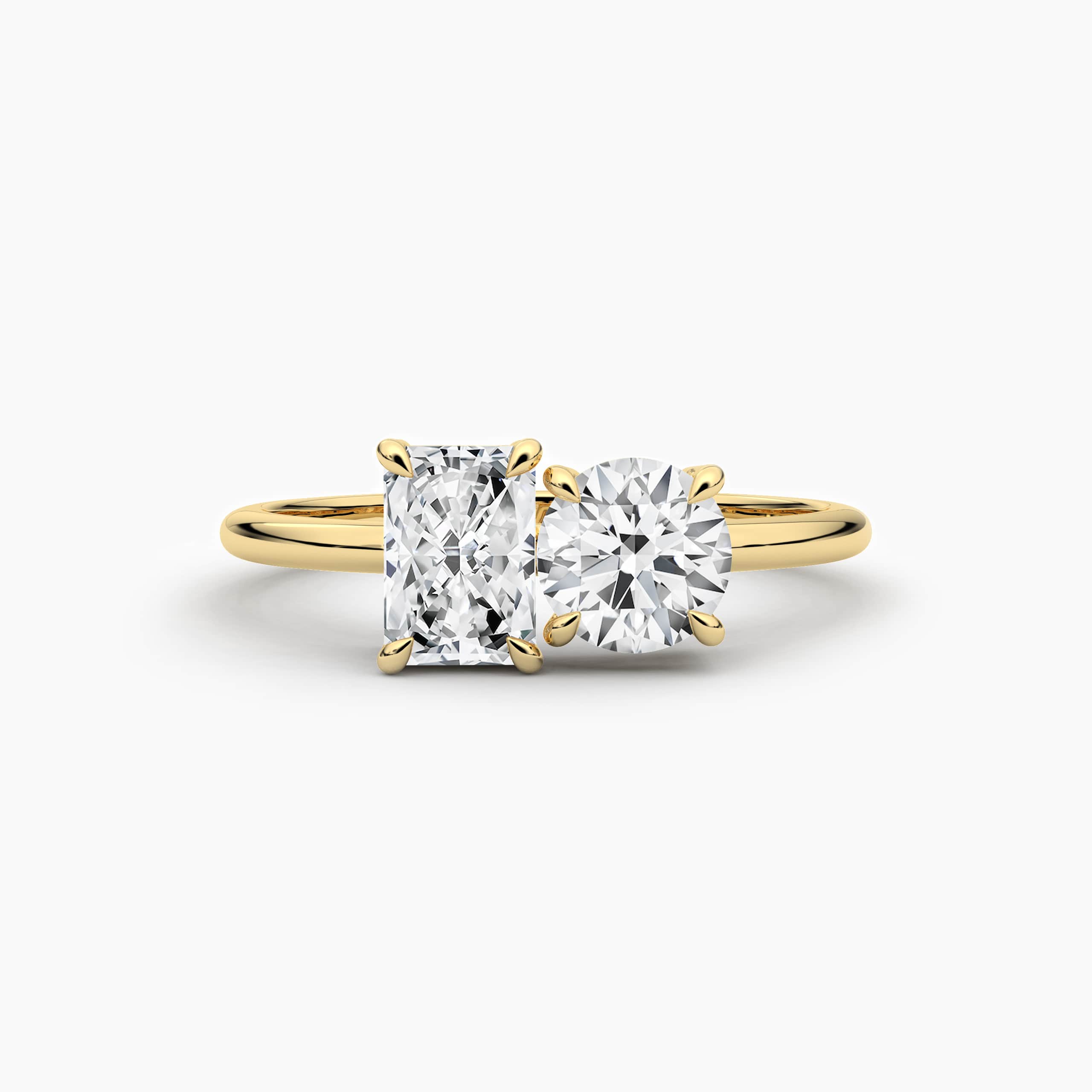 Radiant And Round Cut Lab Diamond Toi Et Moi Engagement Ring in Yellow Gold USA