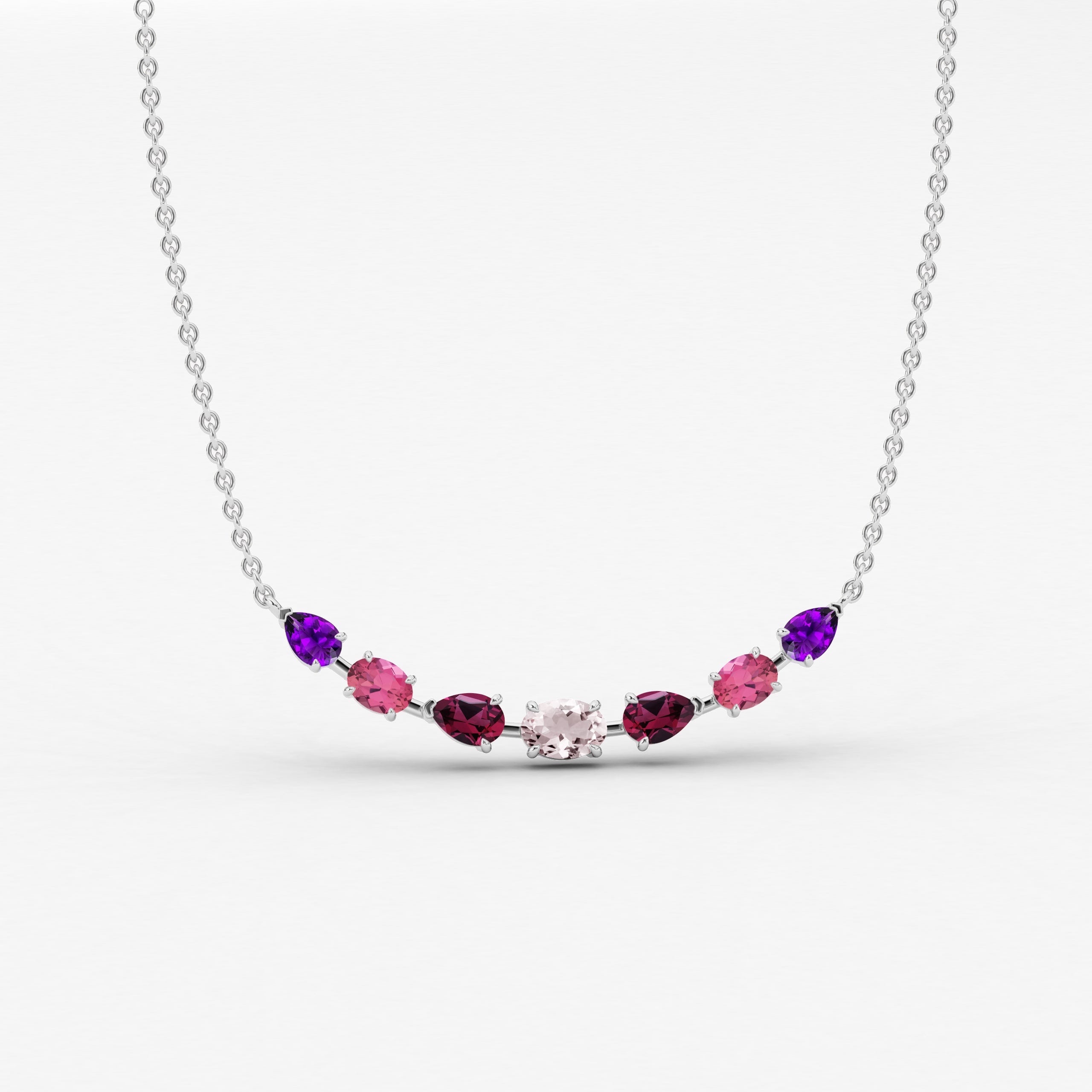 pendant with Morganite, Amethyst, Rhodolite gemstones