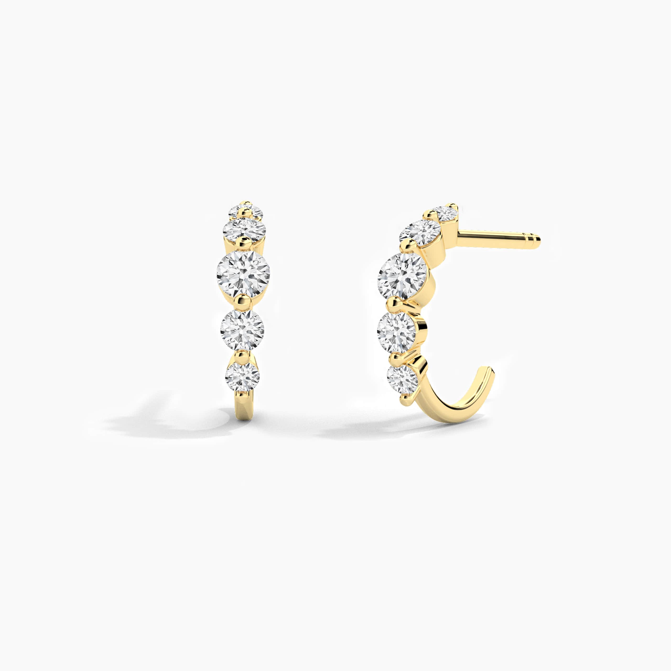 Round Cut Moissanite Diamond Huggie Earring In Yellow Gold For Woman's