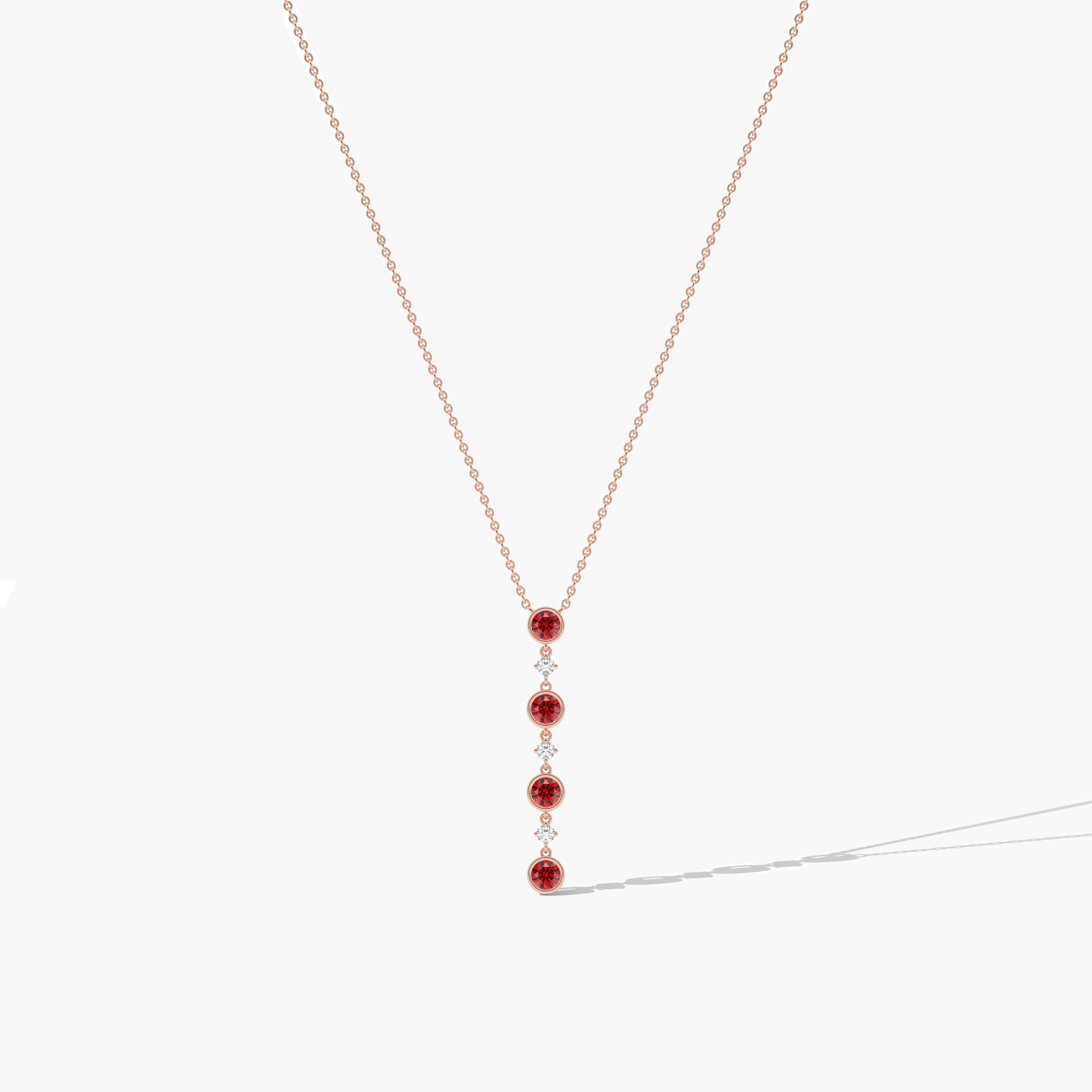 Blue Sapphire and Diamond Vertical Bar Necklace