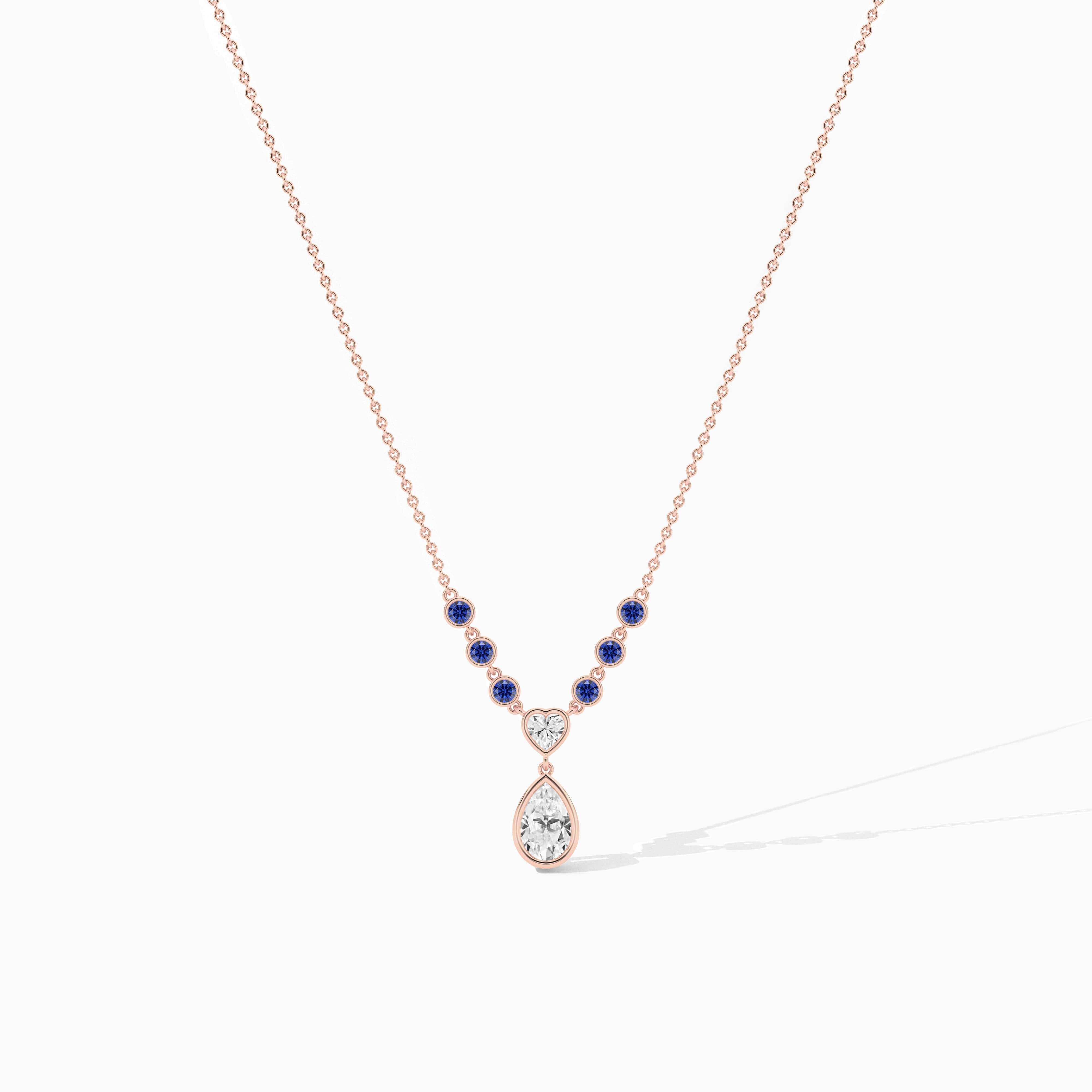 14k blue sapphire diamond necklace