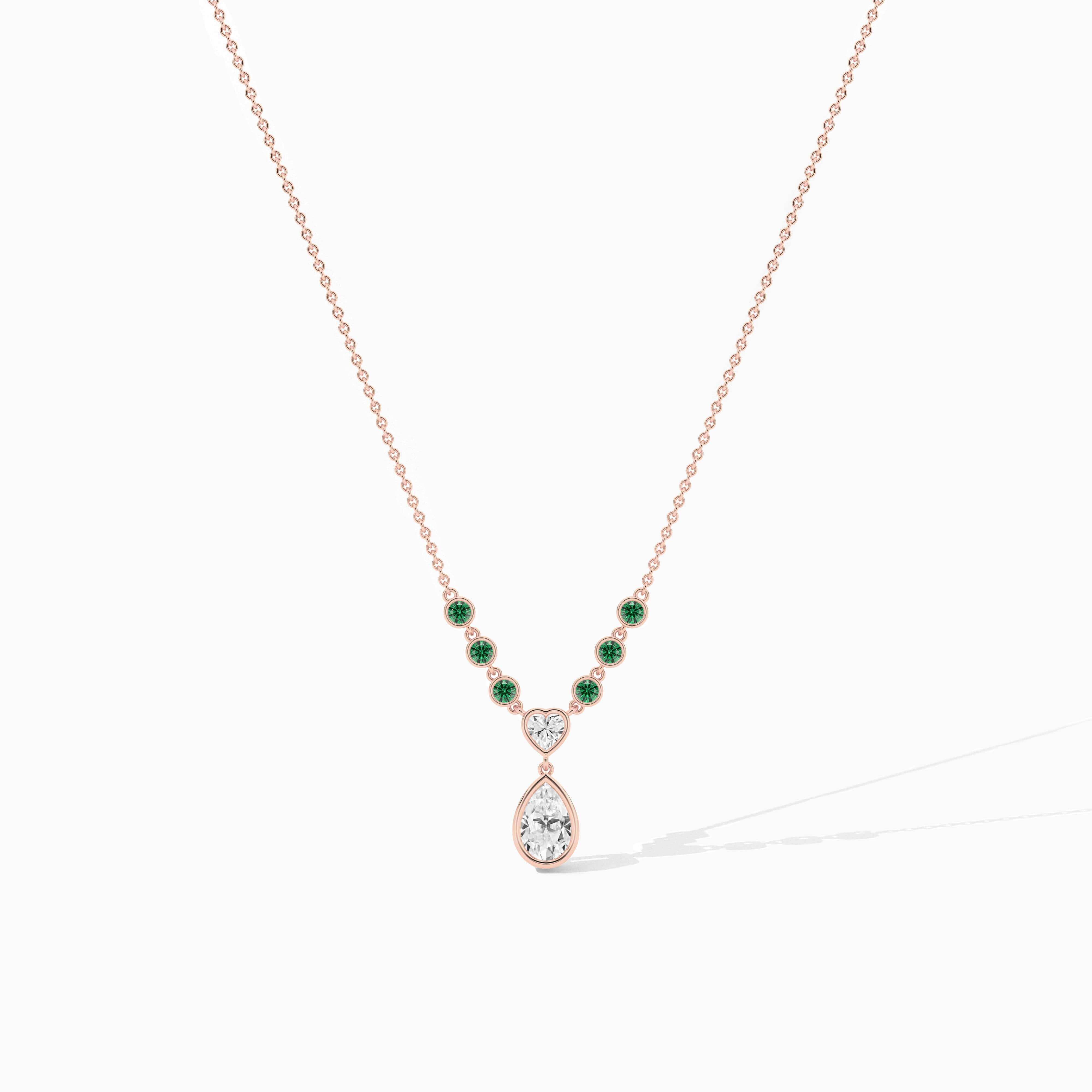 emerald diamond station necklace