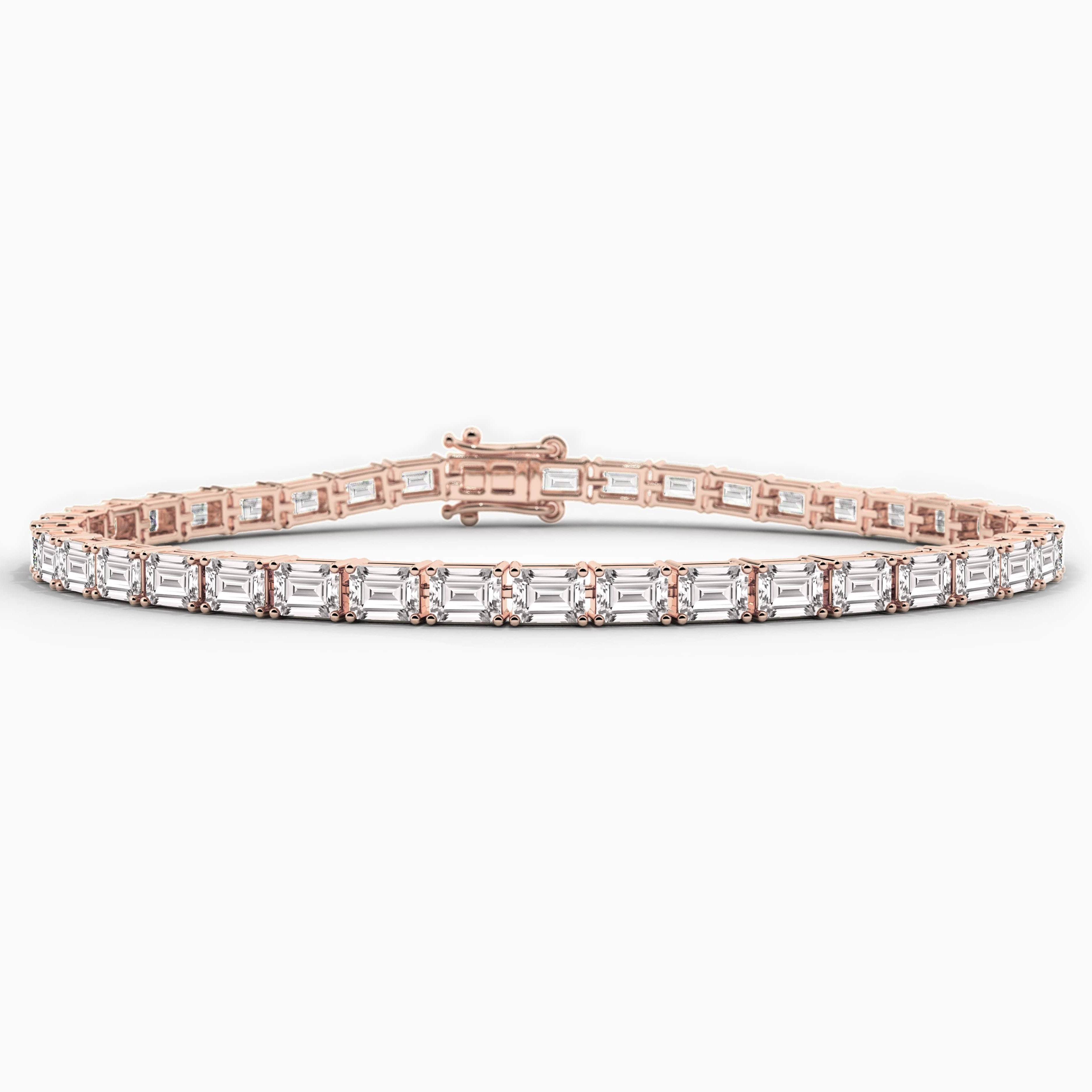 rose gold emerald east west diamond bracelet