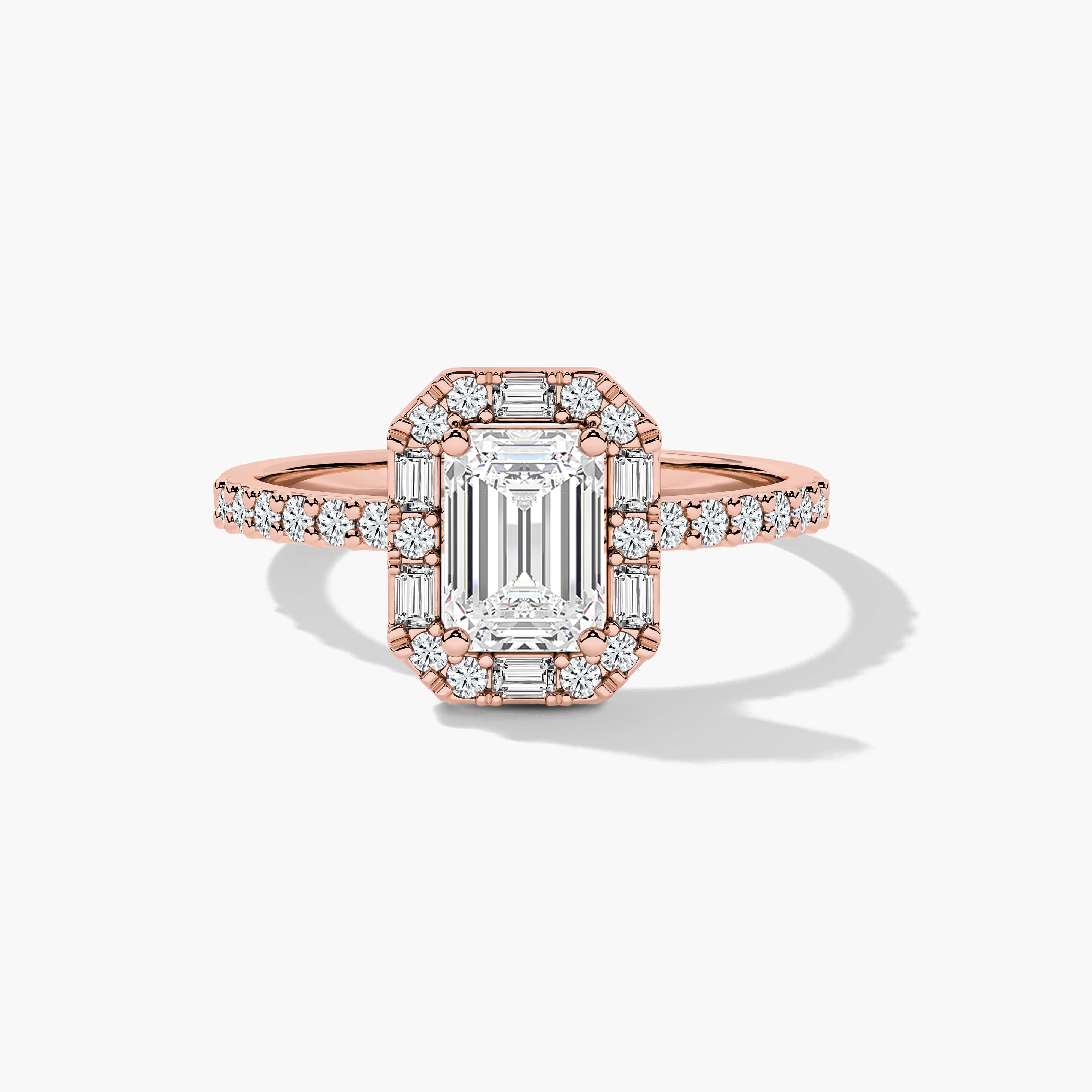 Rose gold emerald diamond engagement rings usa