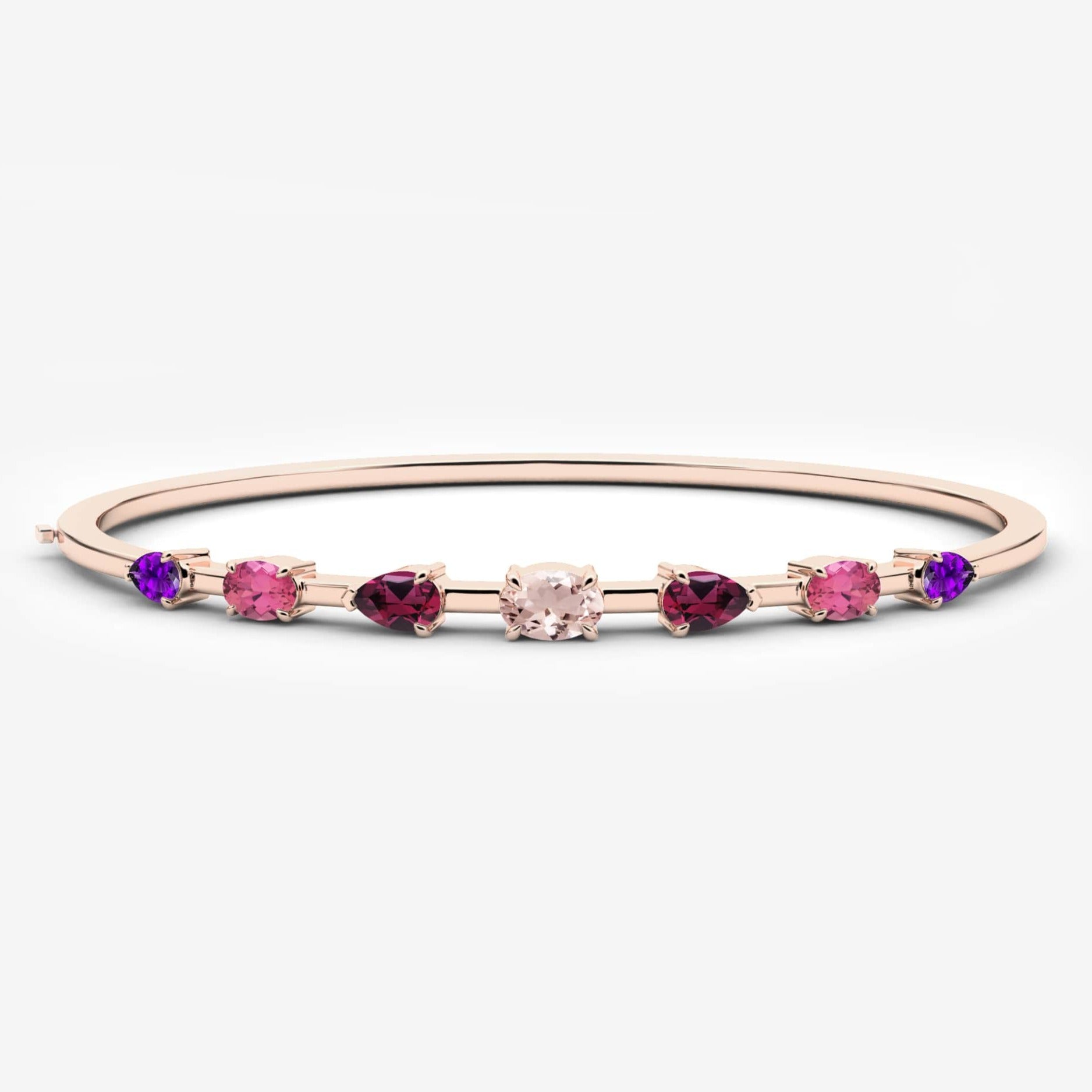 Rose gold gemstone bangle bracelet