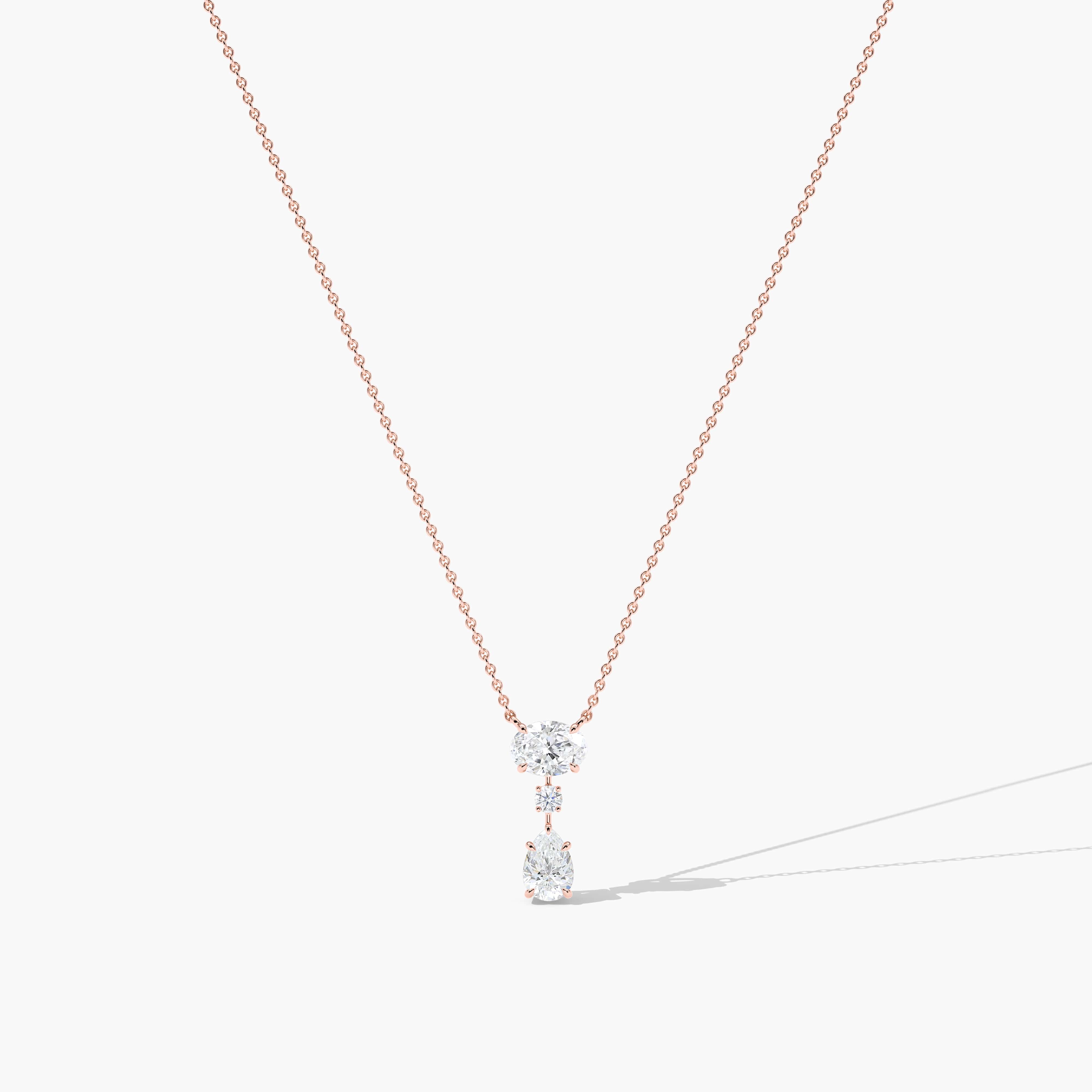 diamond drop necklace rose gold
