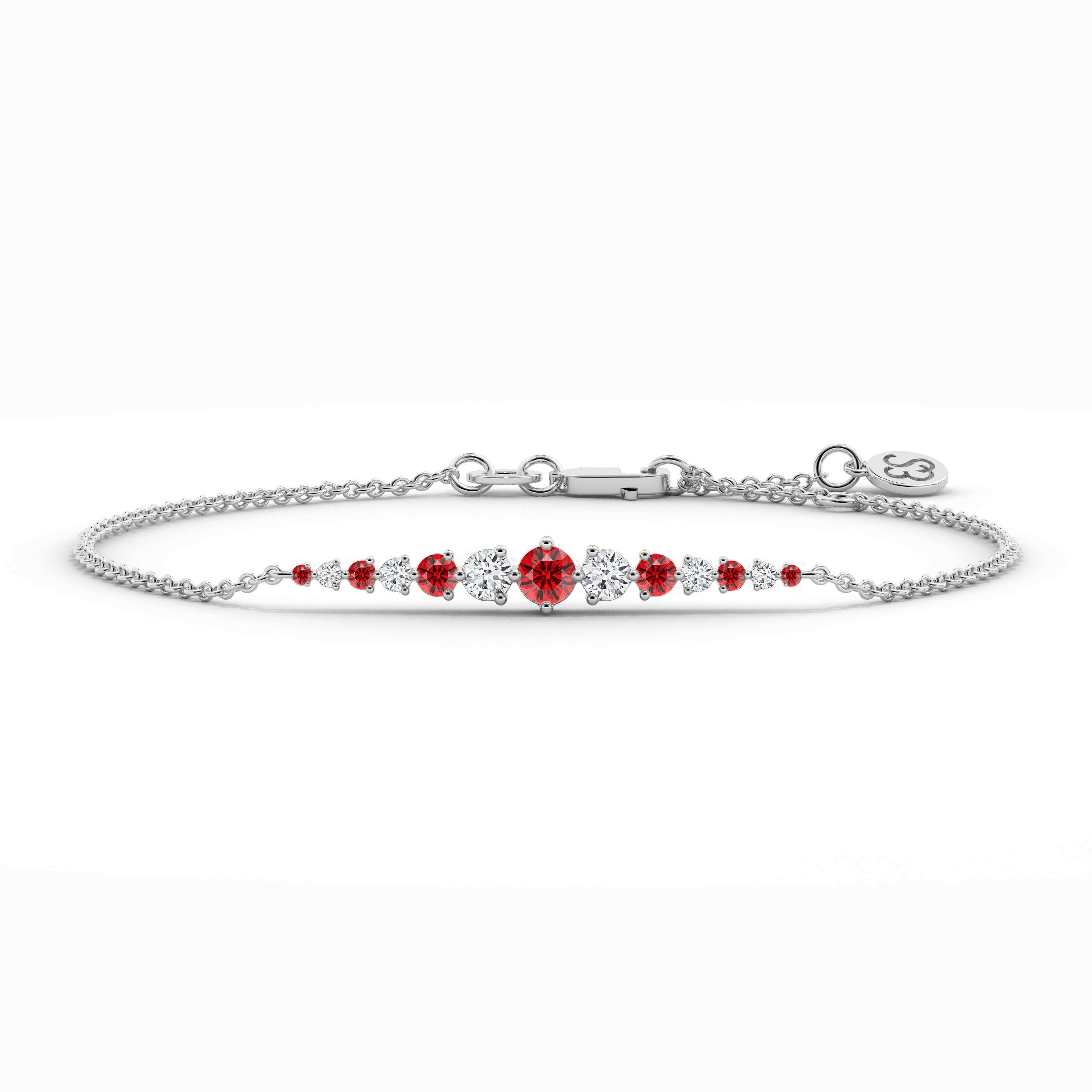 white gold diamond and ruby bracelet
