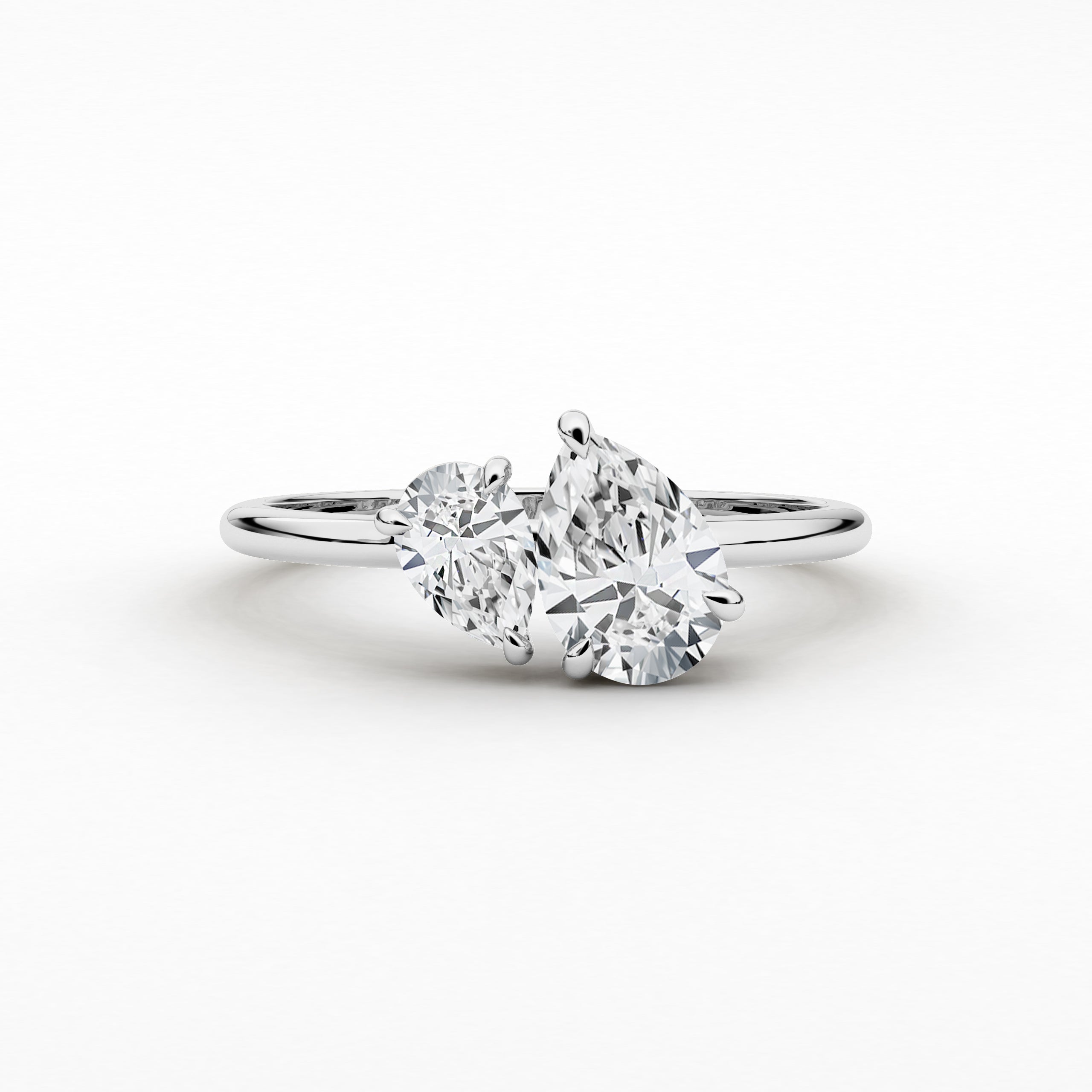 14k White Gold Pear and Pear Engagement Ring