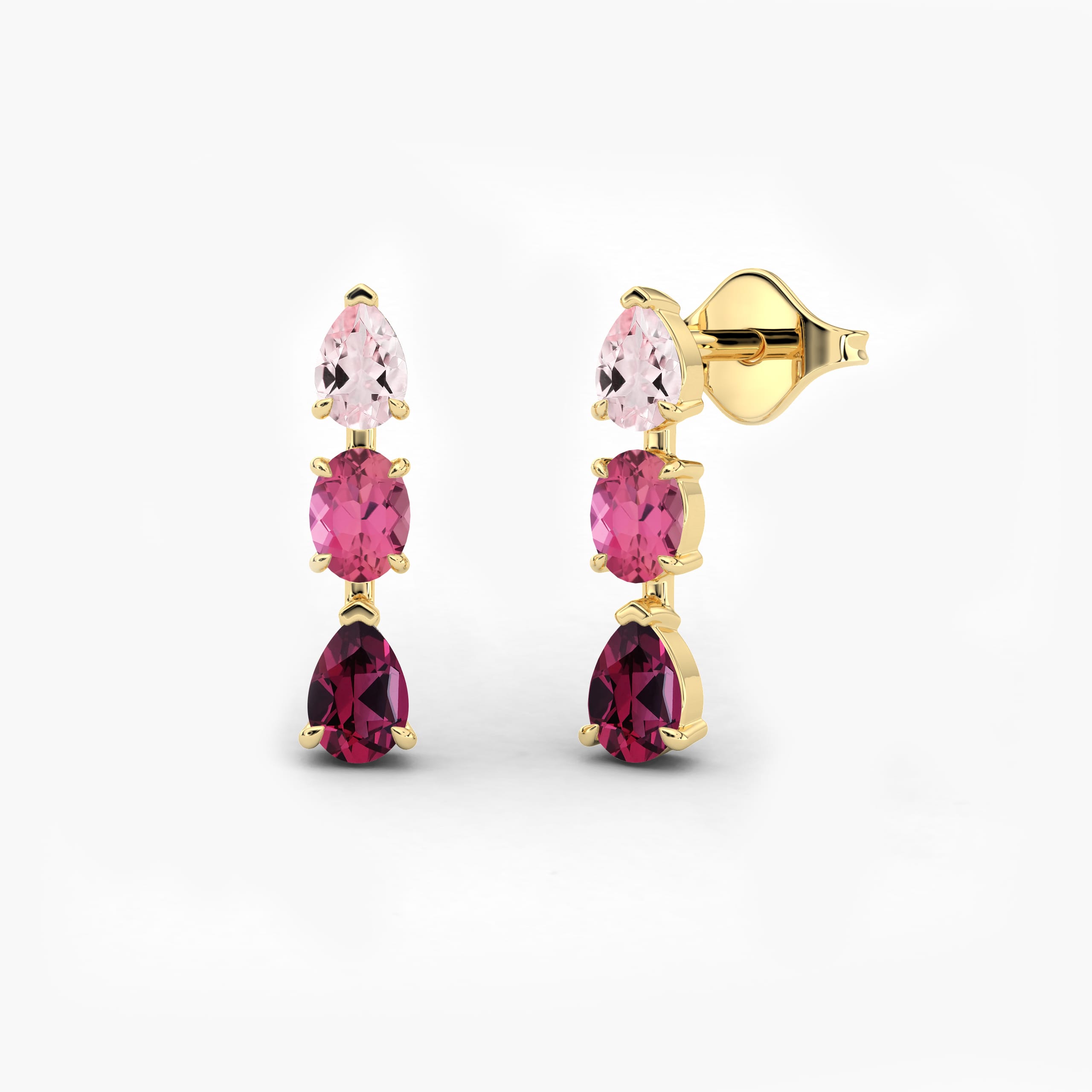 precious stone earrings in yellow gold