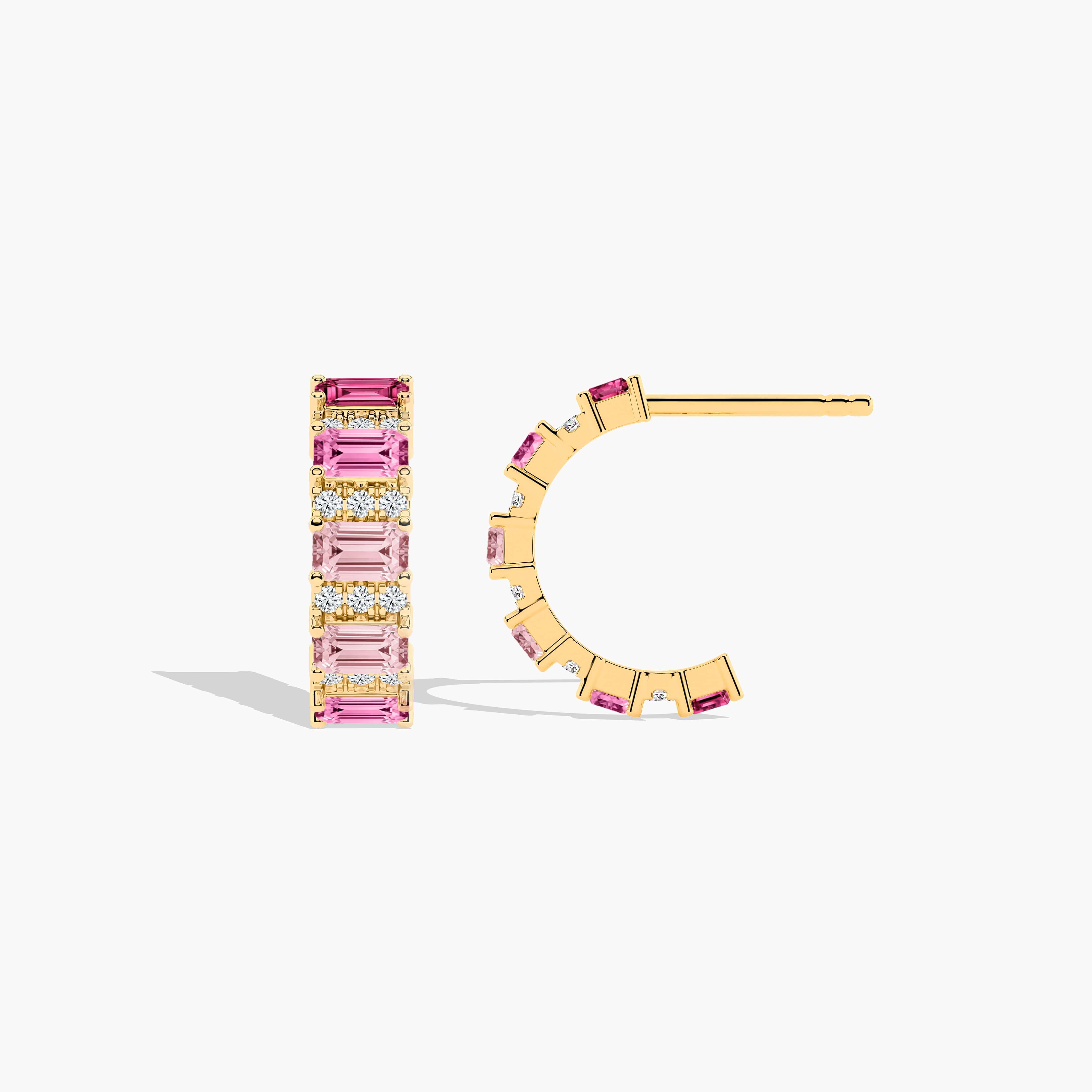 Yellow Gold pink Sapphire Earrings