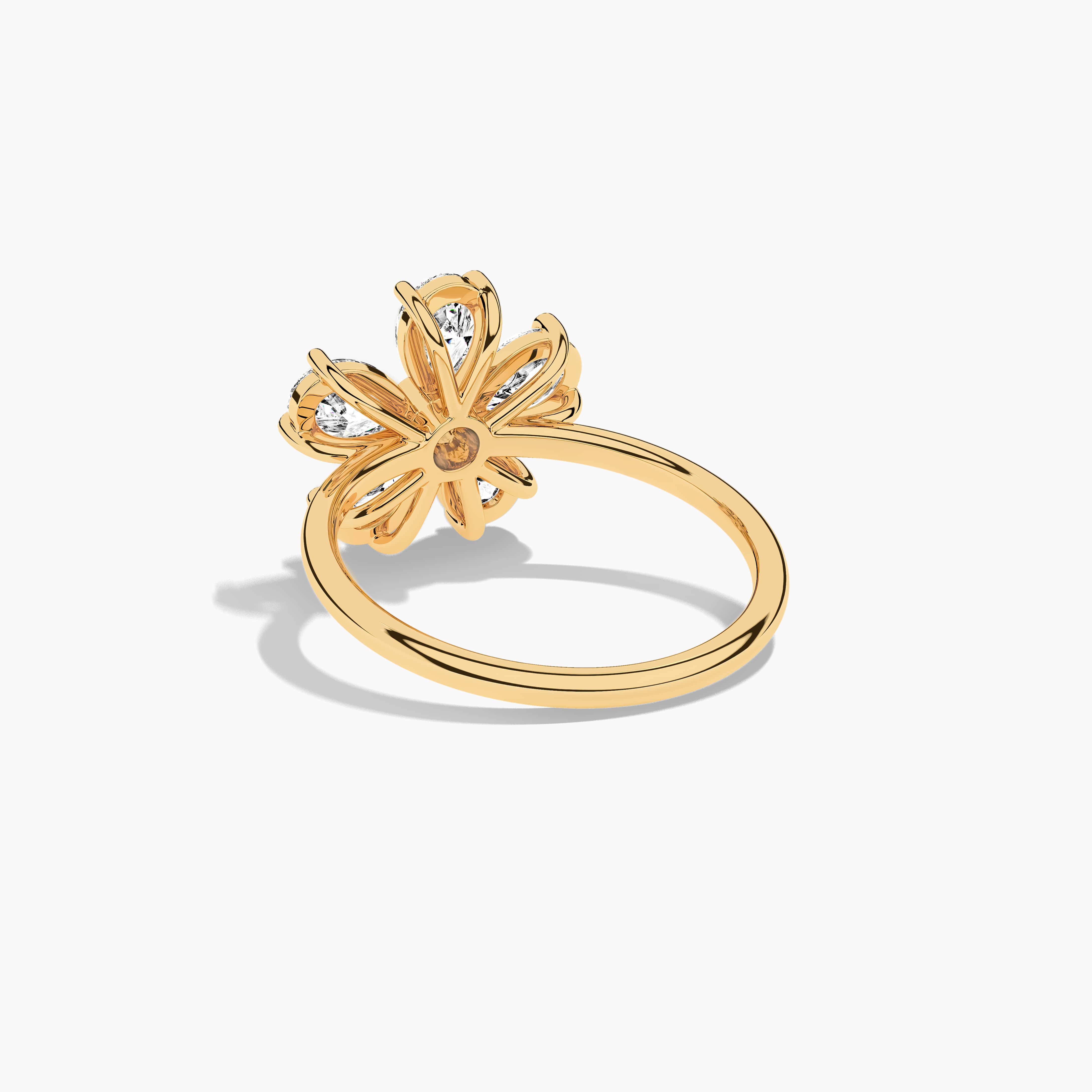 Flower Ring with Pear Shape Diamonds