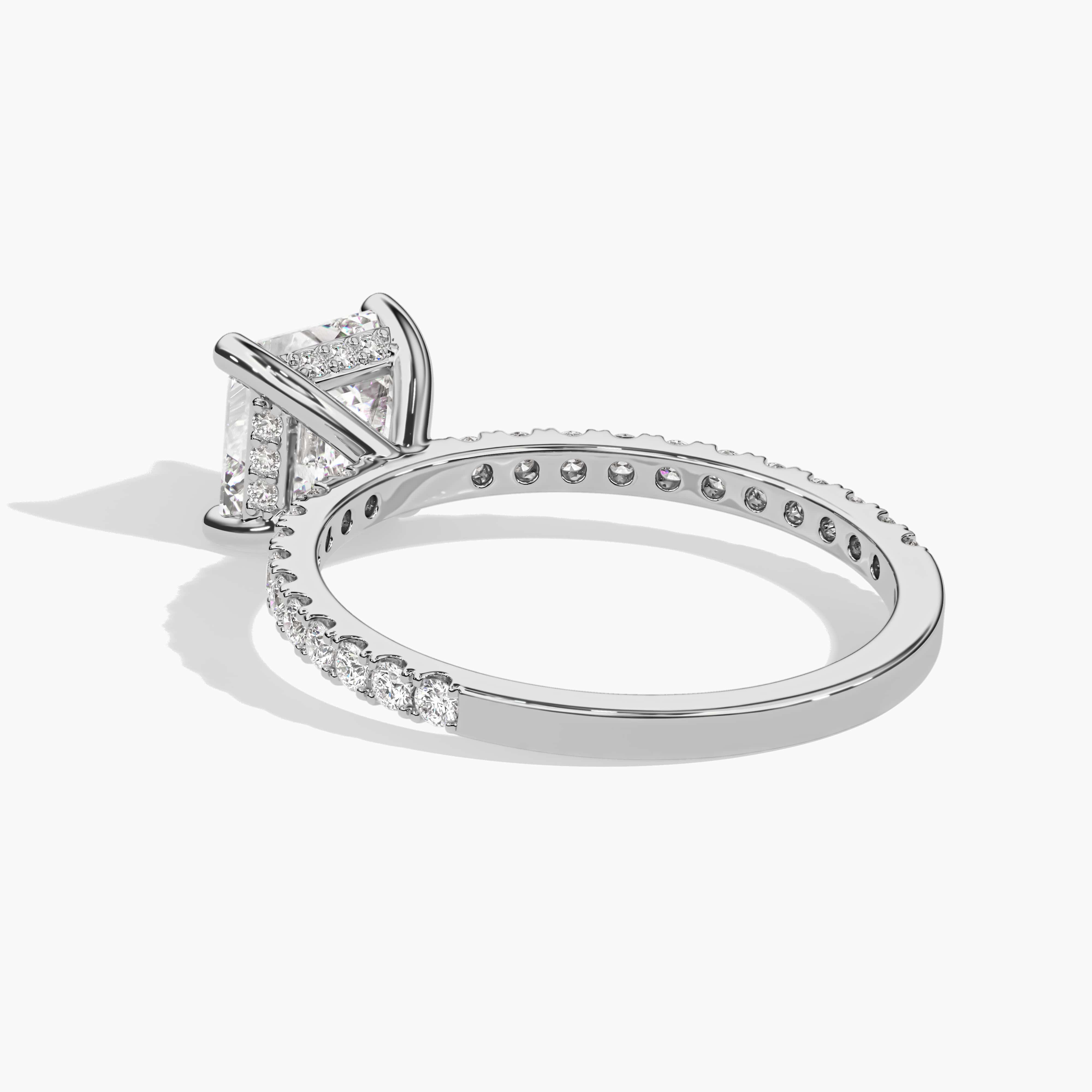 Asscher cut engagement ring with side stones