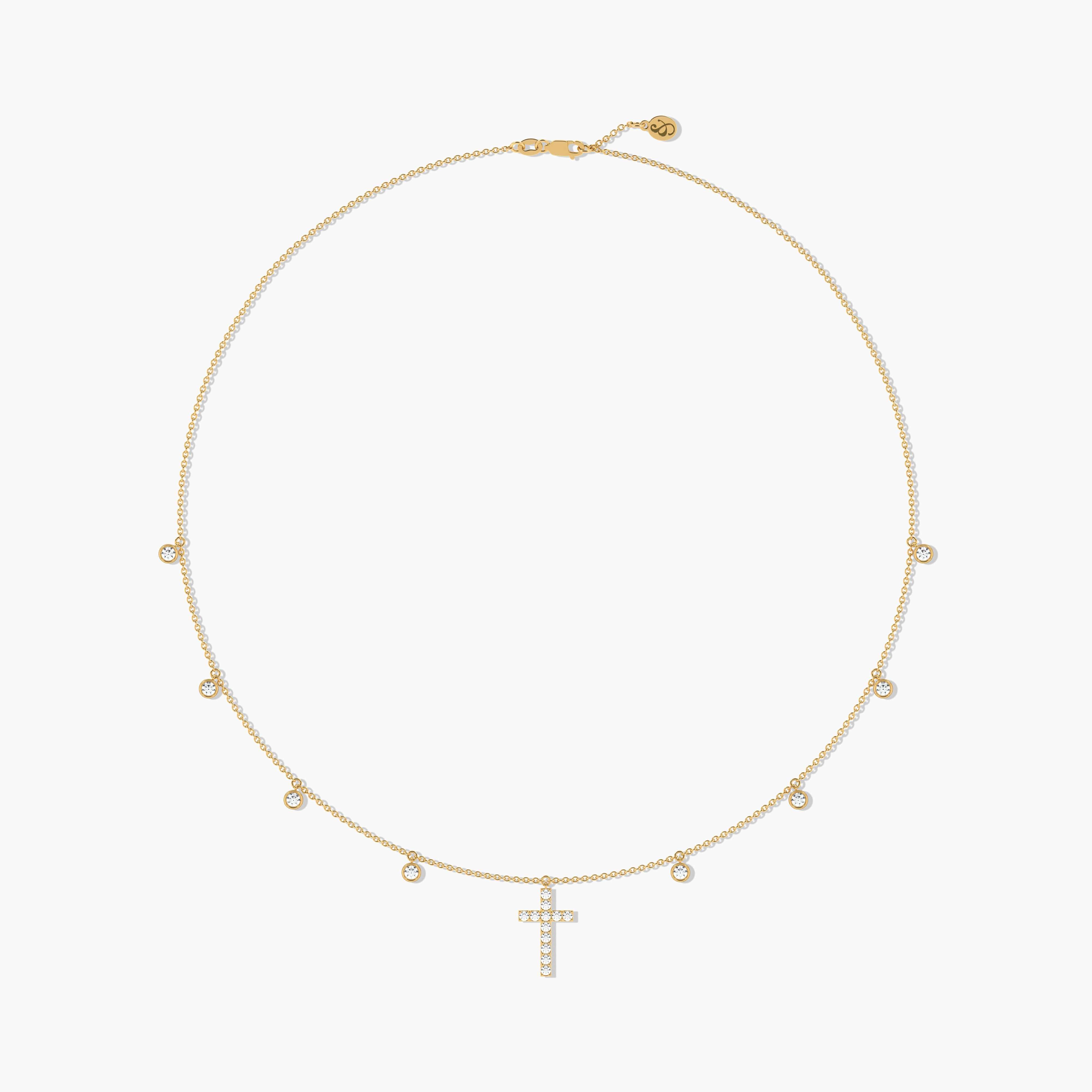 diamond cross necklace yellow gold