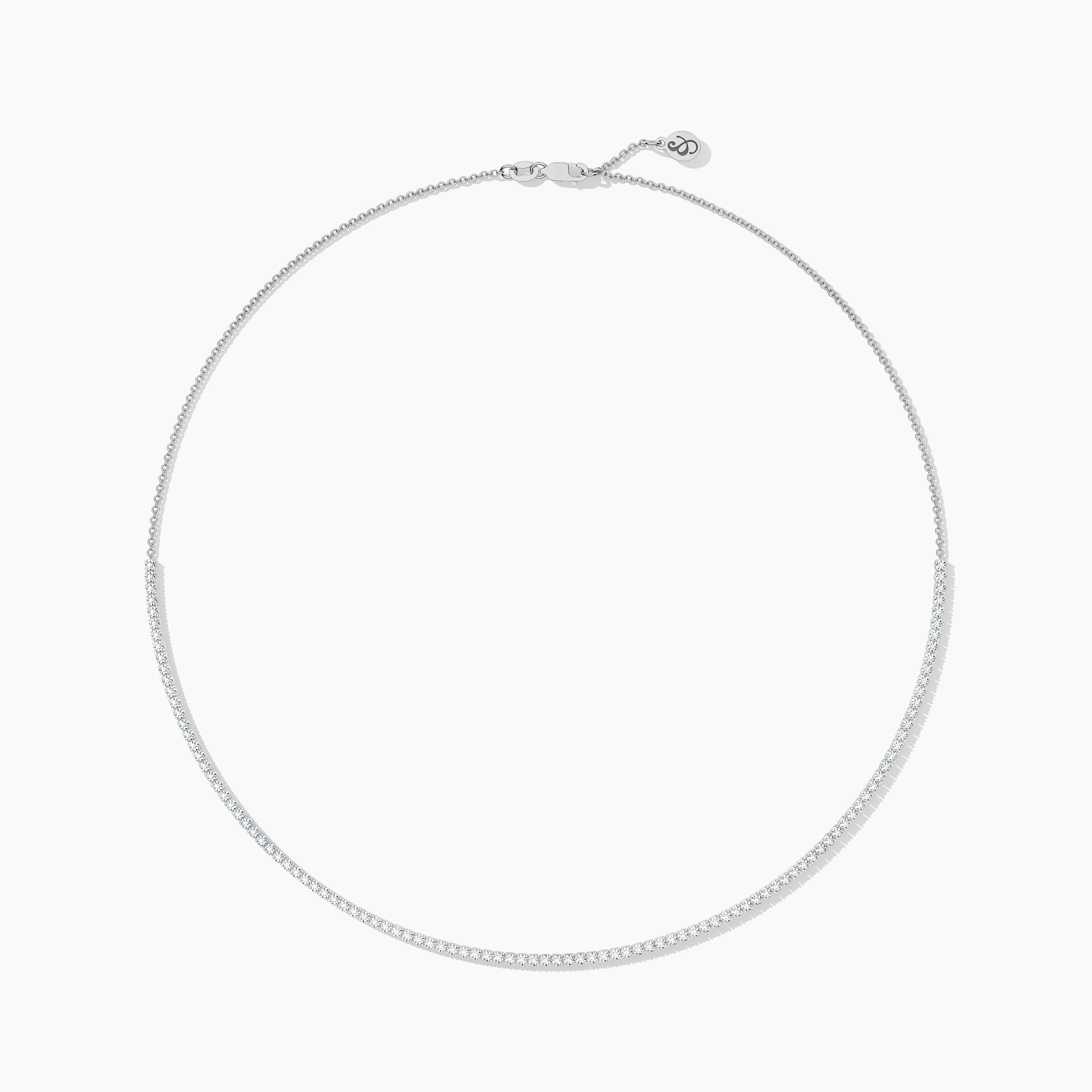 Round Diamond Half Tennis Necklace