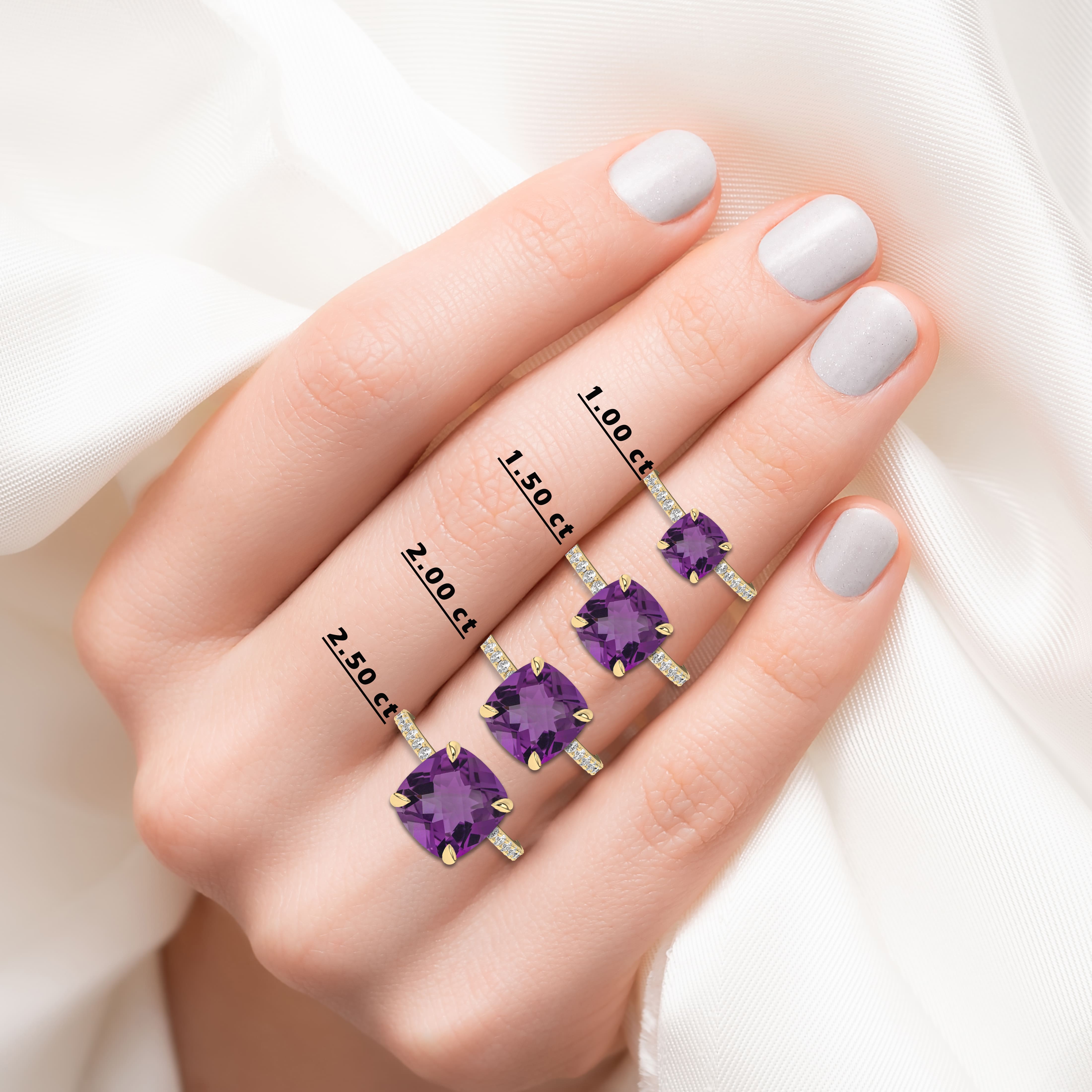 Natural Amethyst Engagement Ring Diamonds