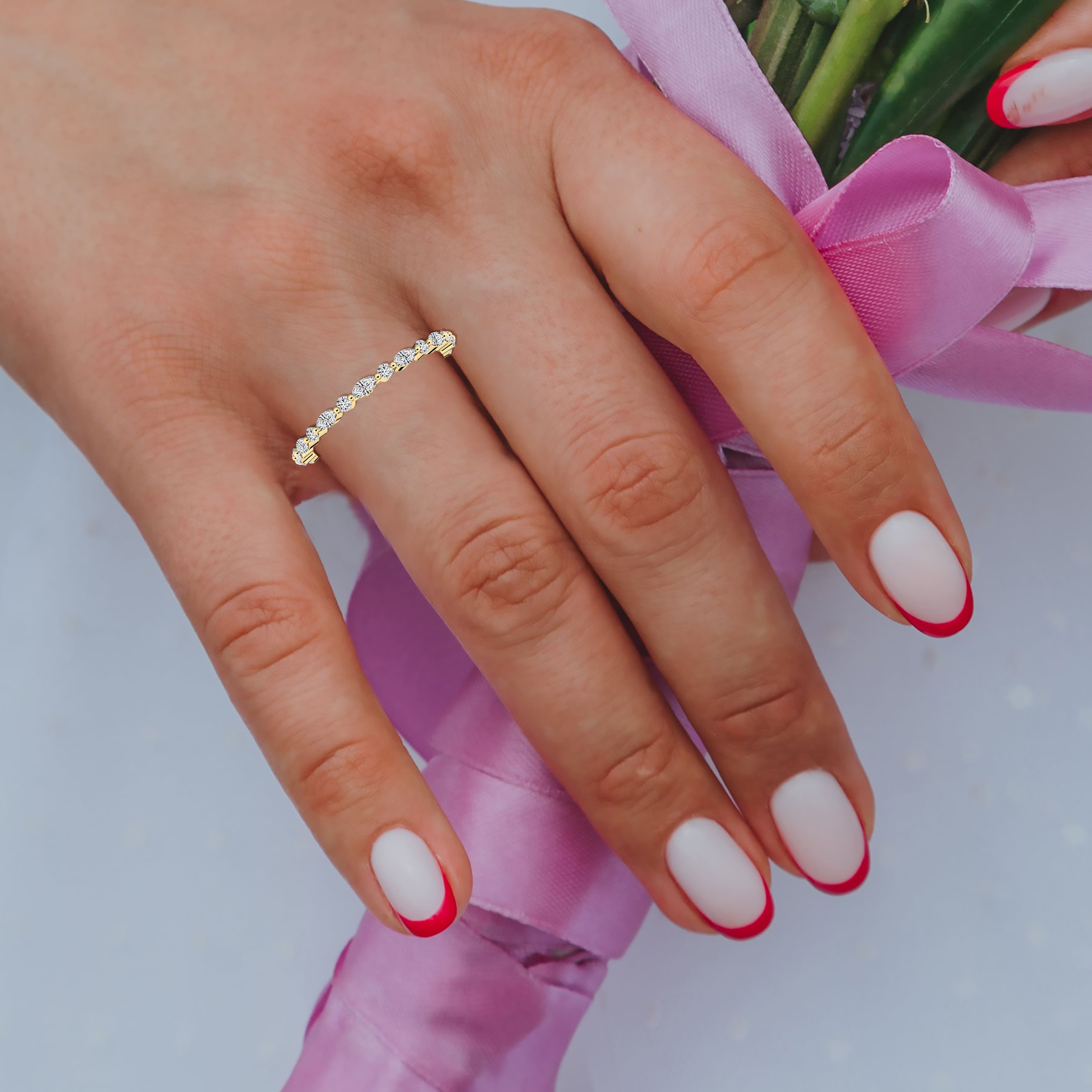 round and marquise wedding band