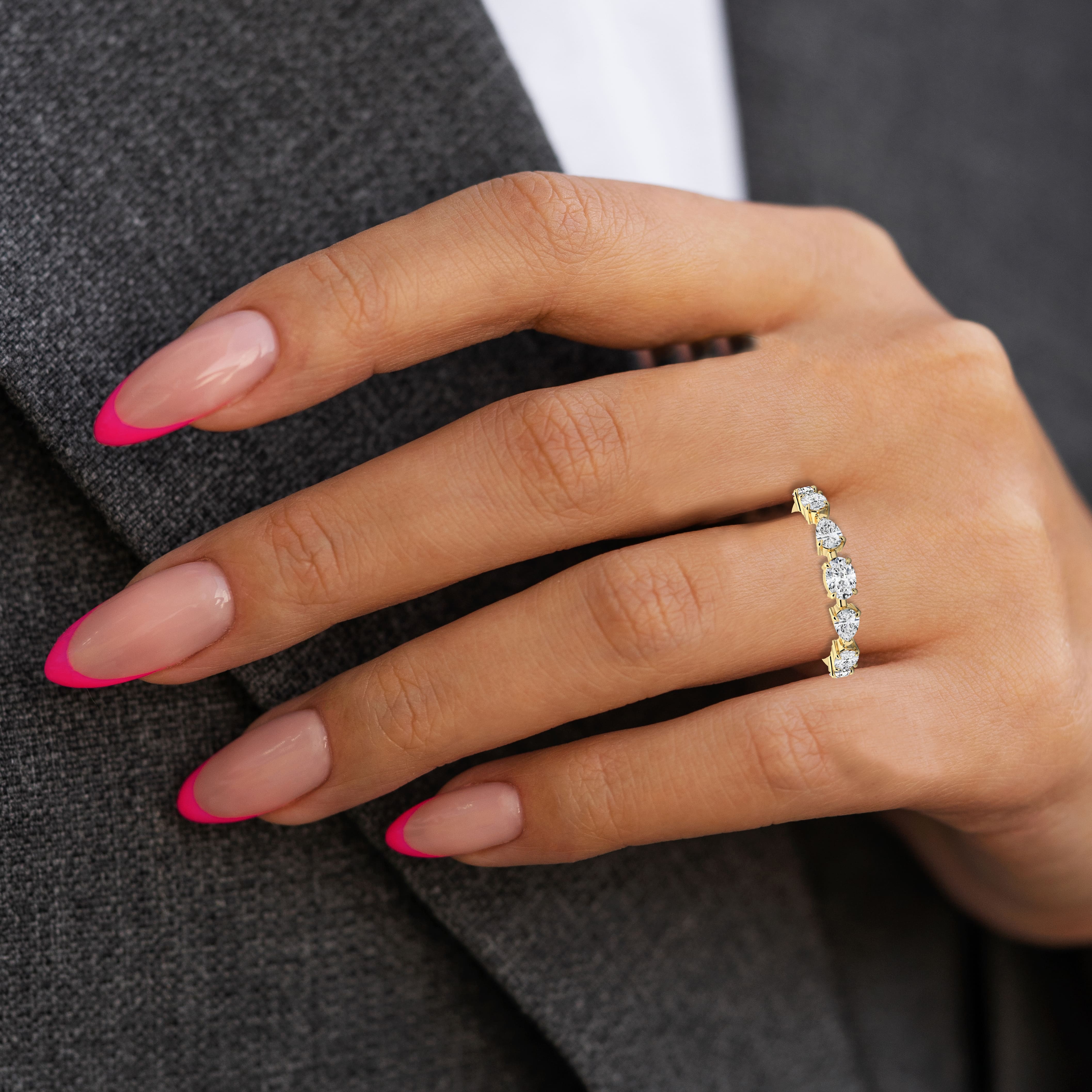 Pear And Oval Moissanite Diamond Engagement Ring