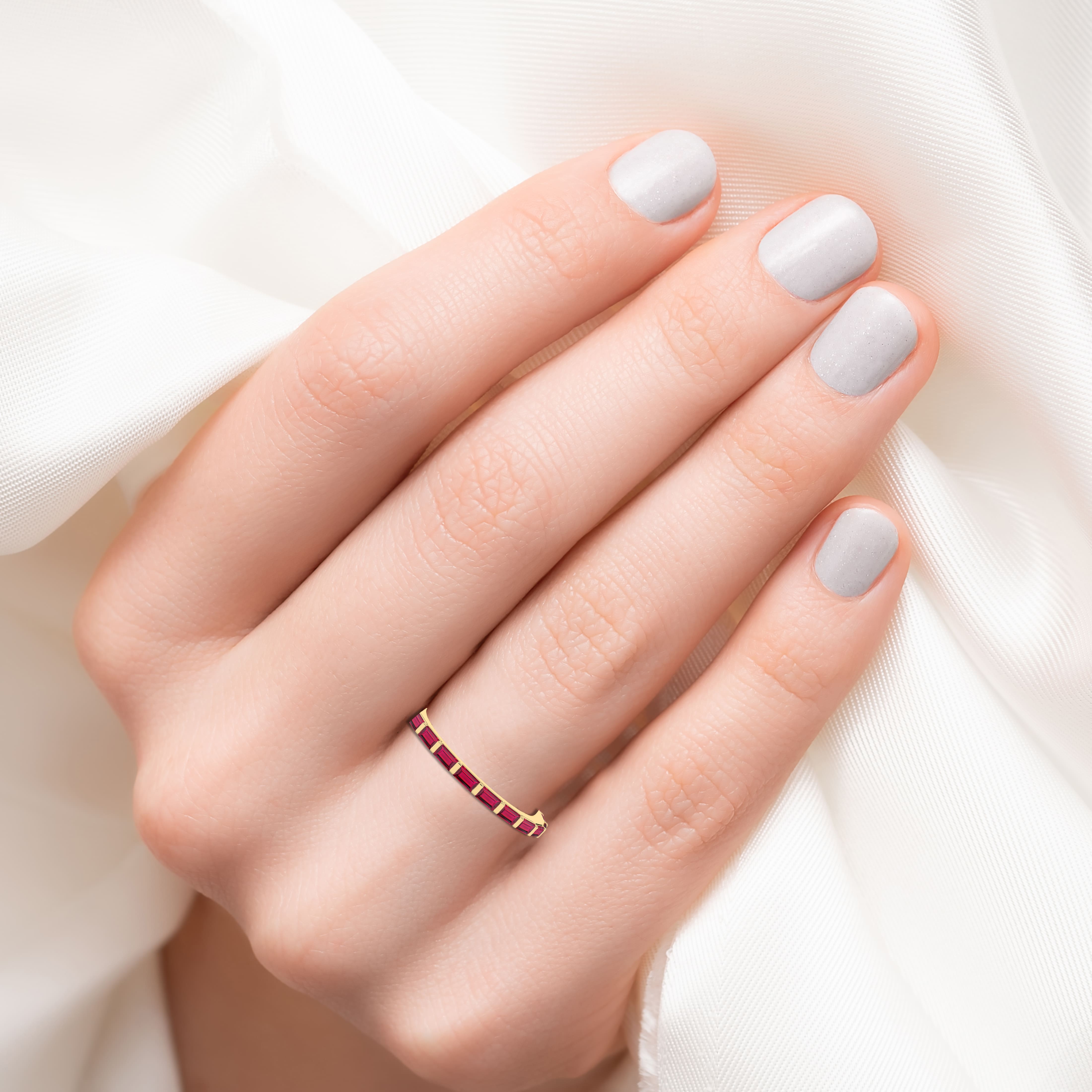 Ruby Baguette Ring For Weeding Gift For Woman