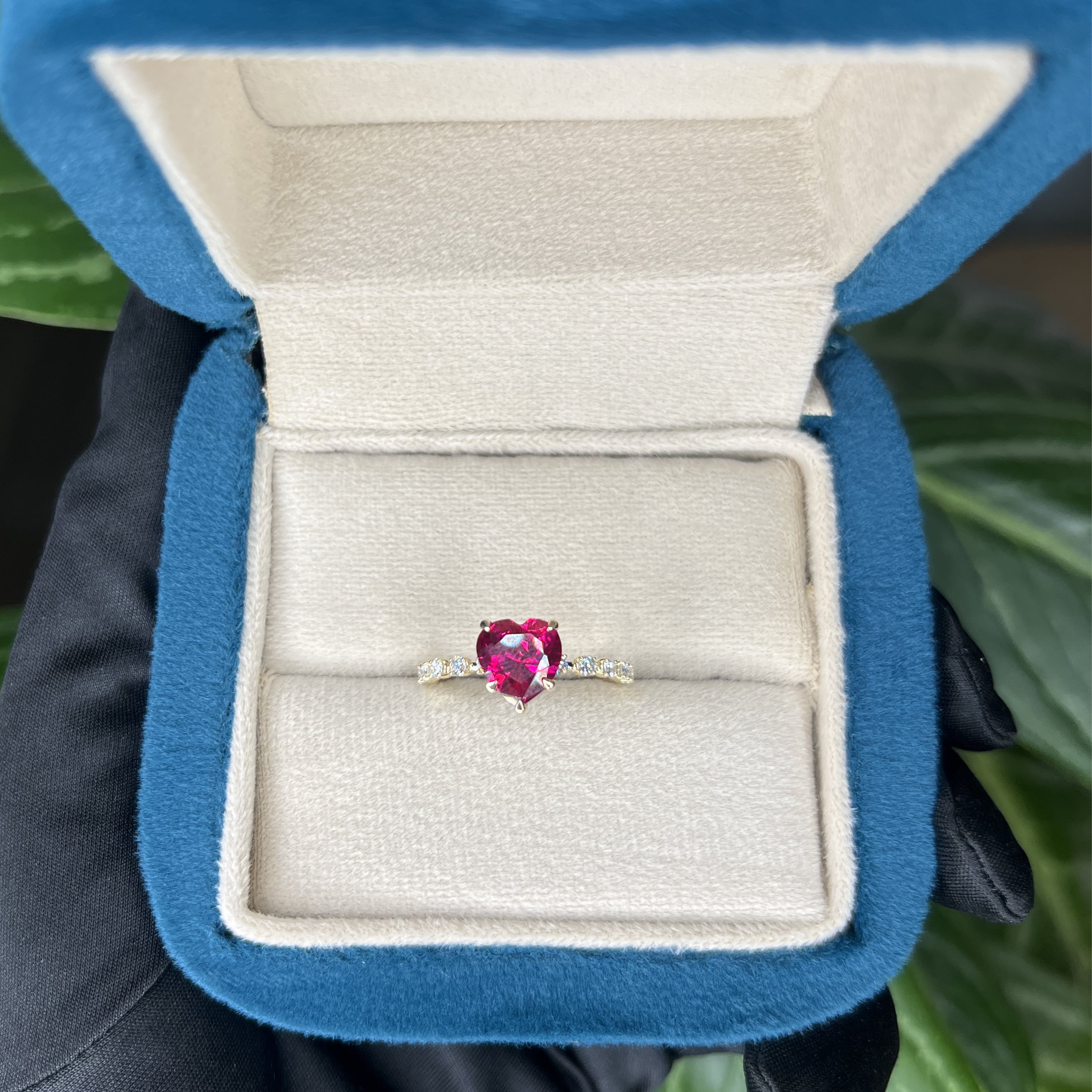 Rose Gold Heart Shaped Solitaire Engagement Ring with Ruby
