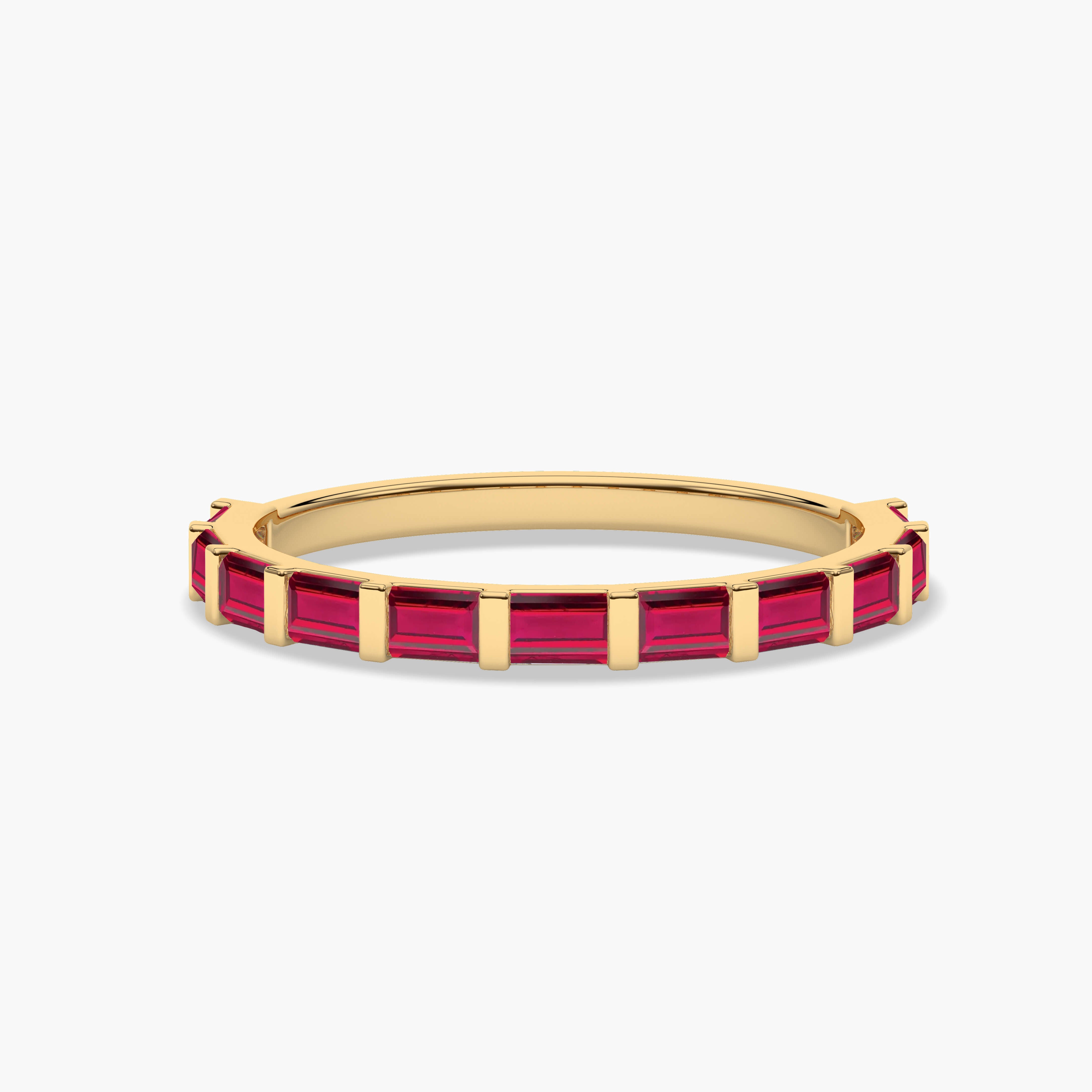 Rose Gold Ruby Baguette Wedding Band