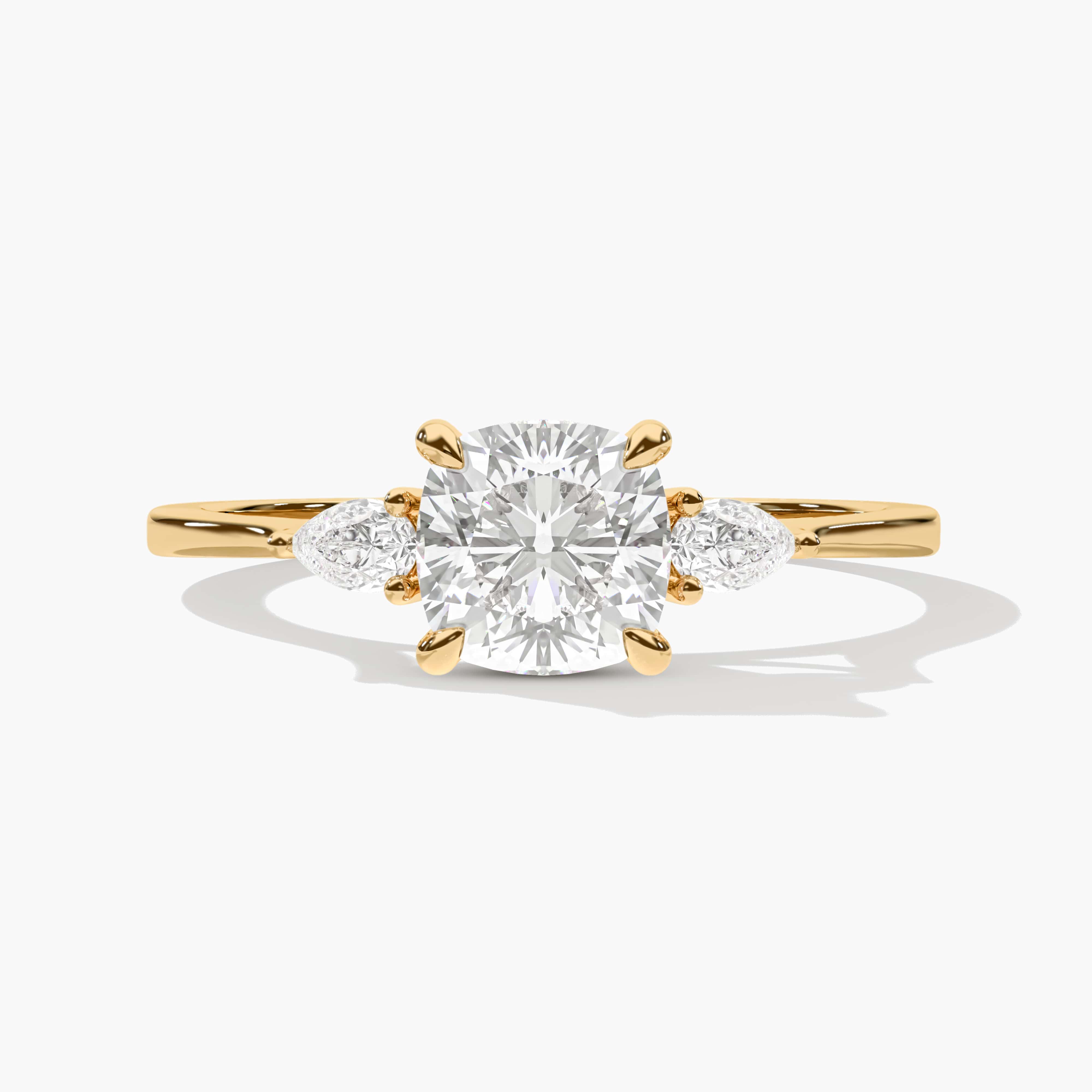 Cushion Diamond Engagement Ring Yellow Gold Solitaire Ring