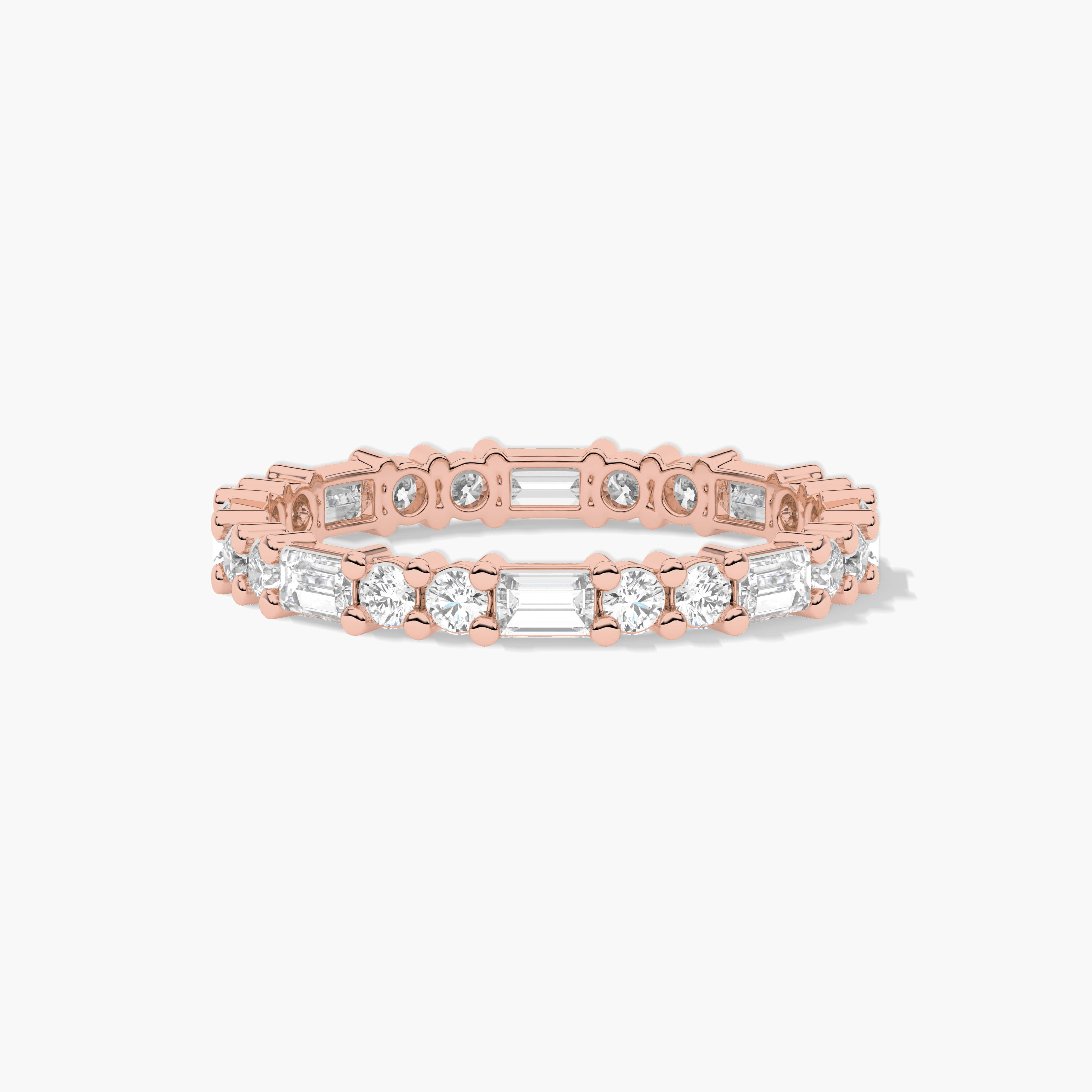 horizontal baguette wedding band