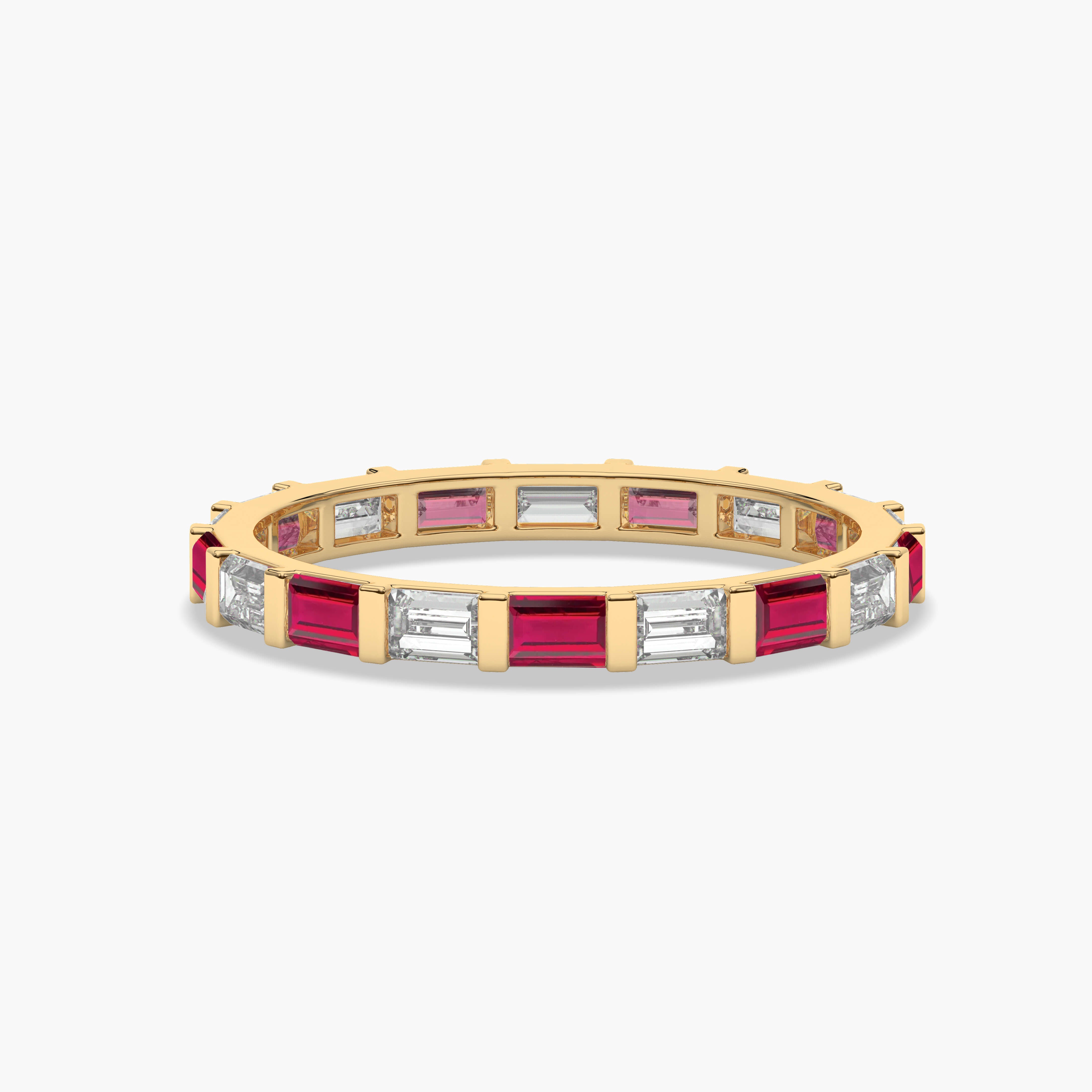 ruby and white baguette full eternity band
