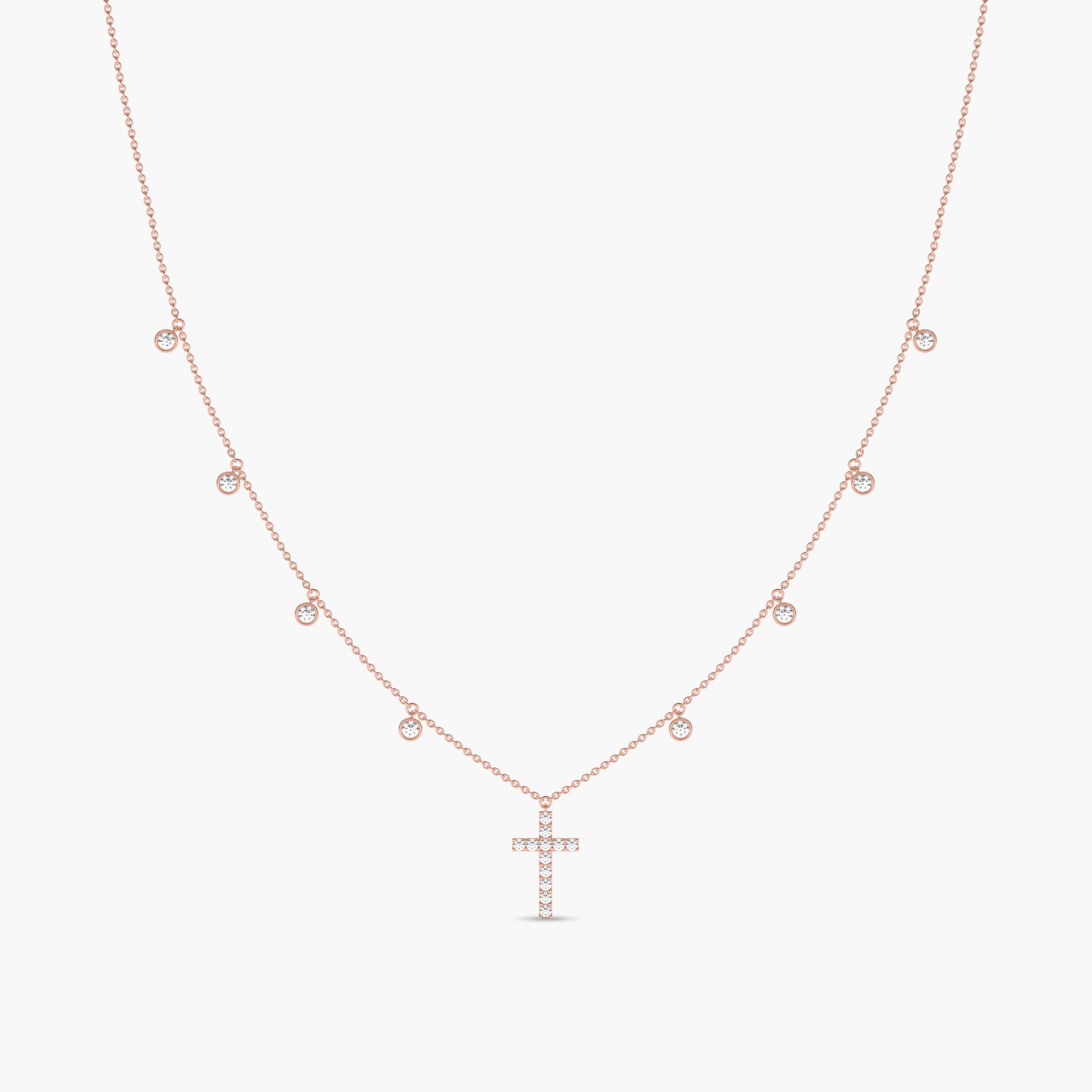 rose gold diamond cross necklace