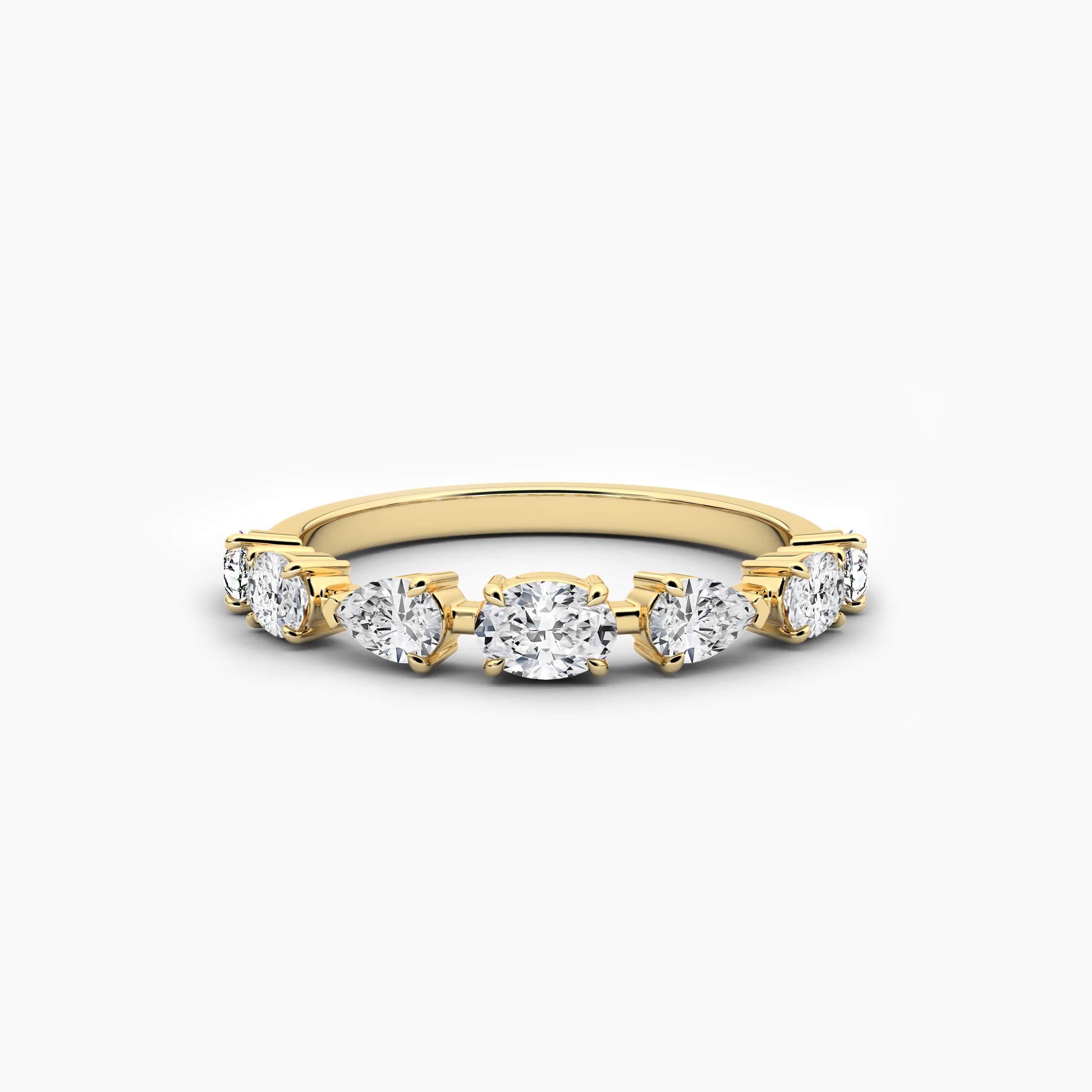 Pear And Oval Shape Cluster Engagement Ring Yellow Gold