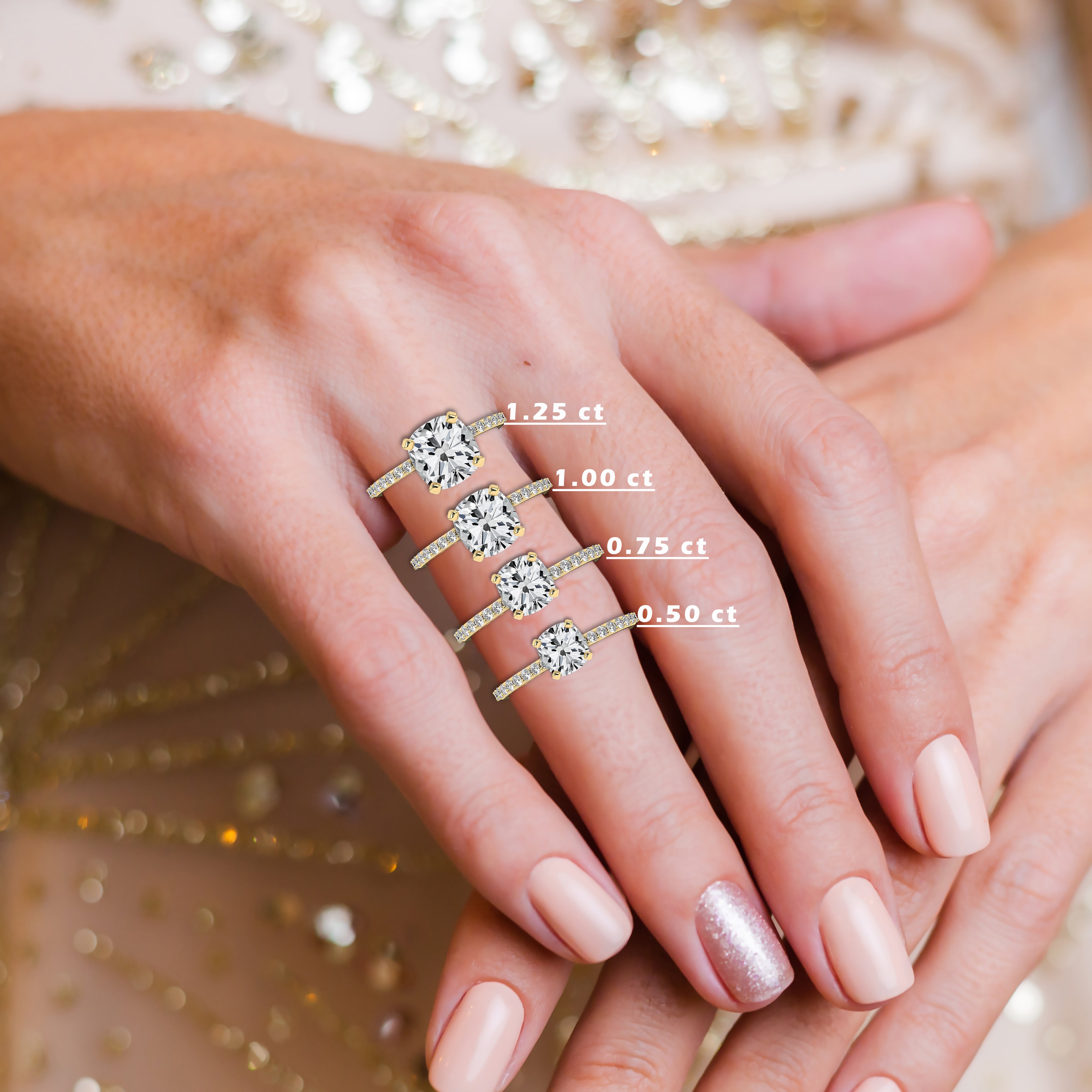 Yellow Gold And Diamond Cushion Ring