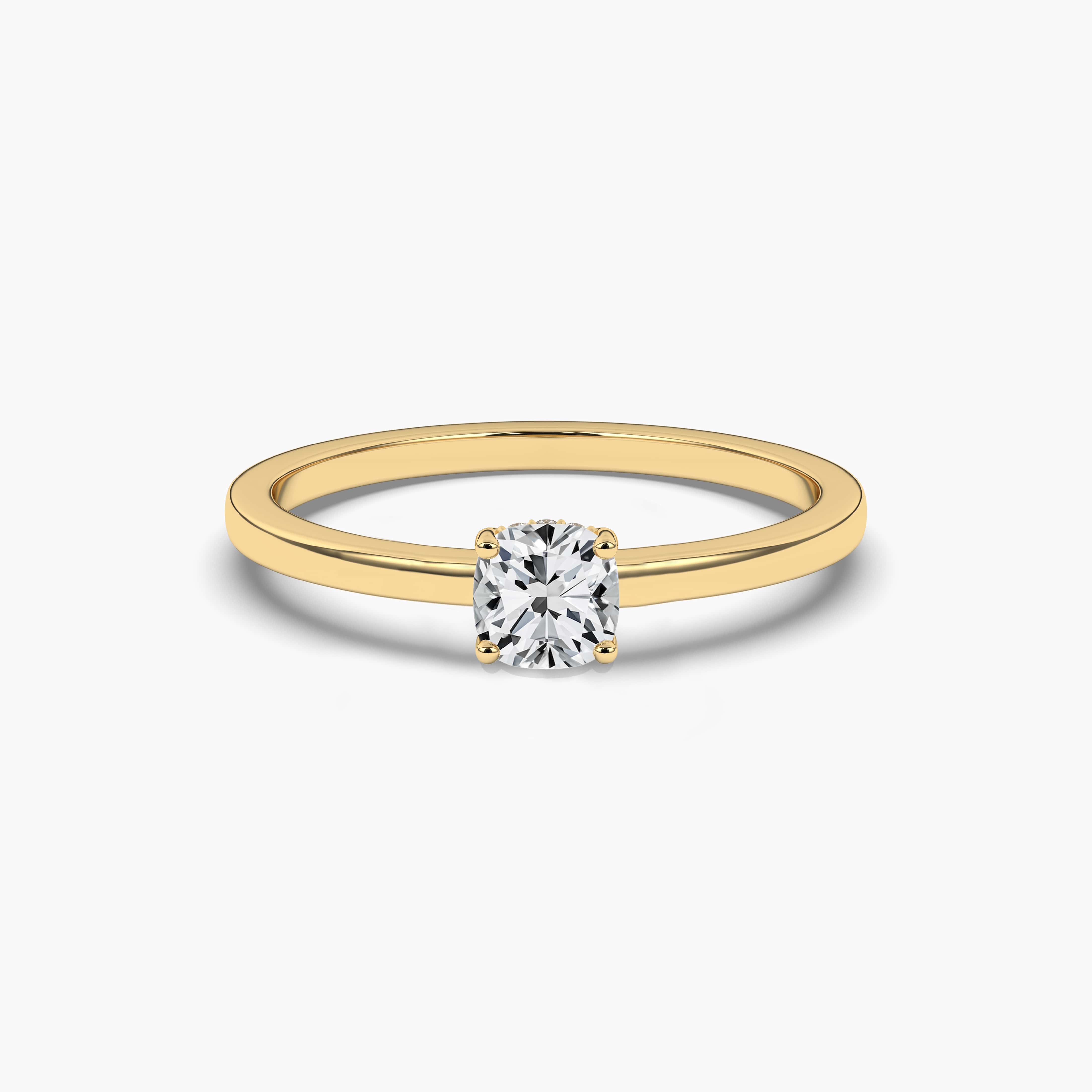  Yellow gold Hidden Halo Engagement Rings