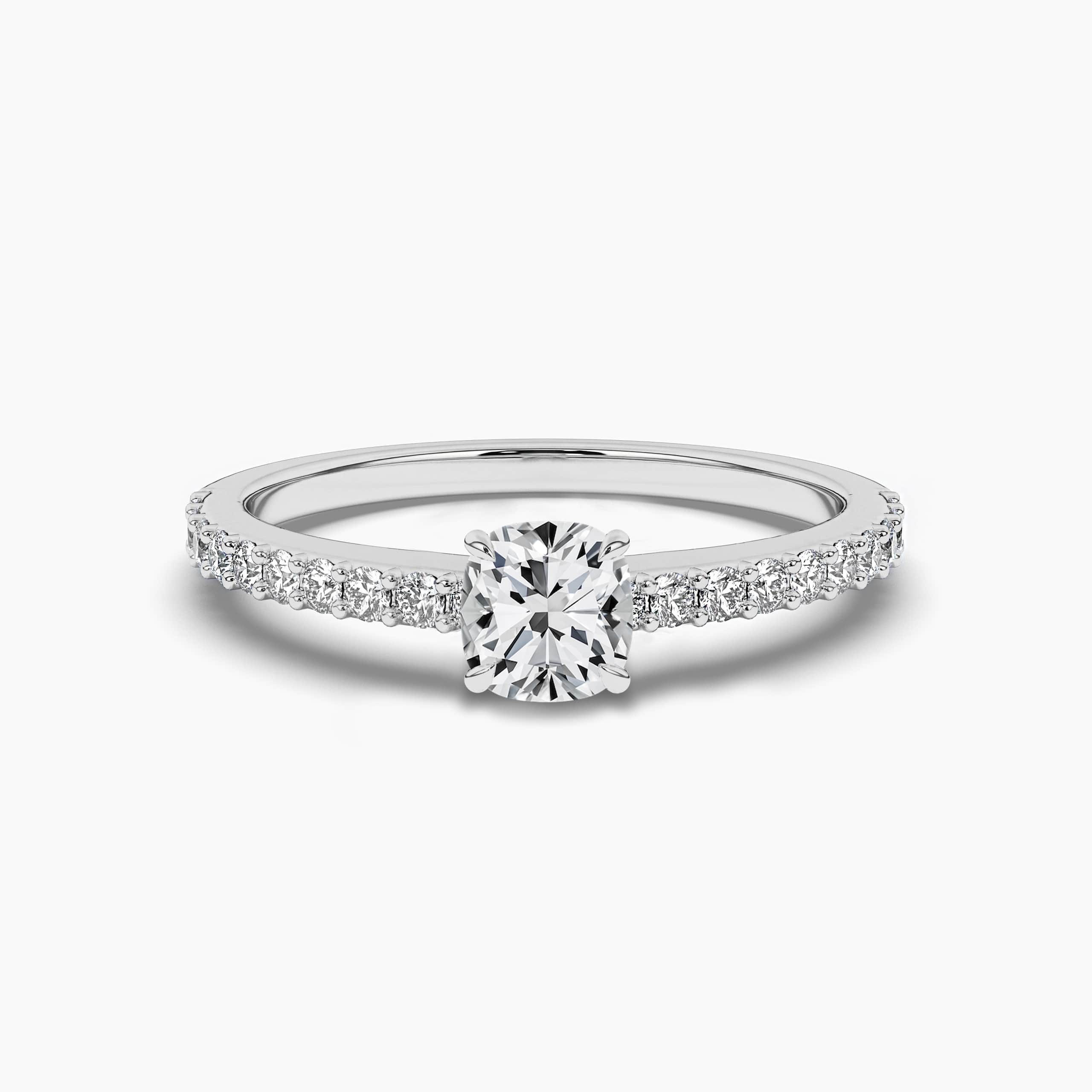 white gold cushion cut engagement rings