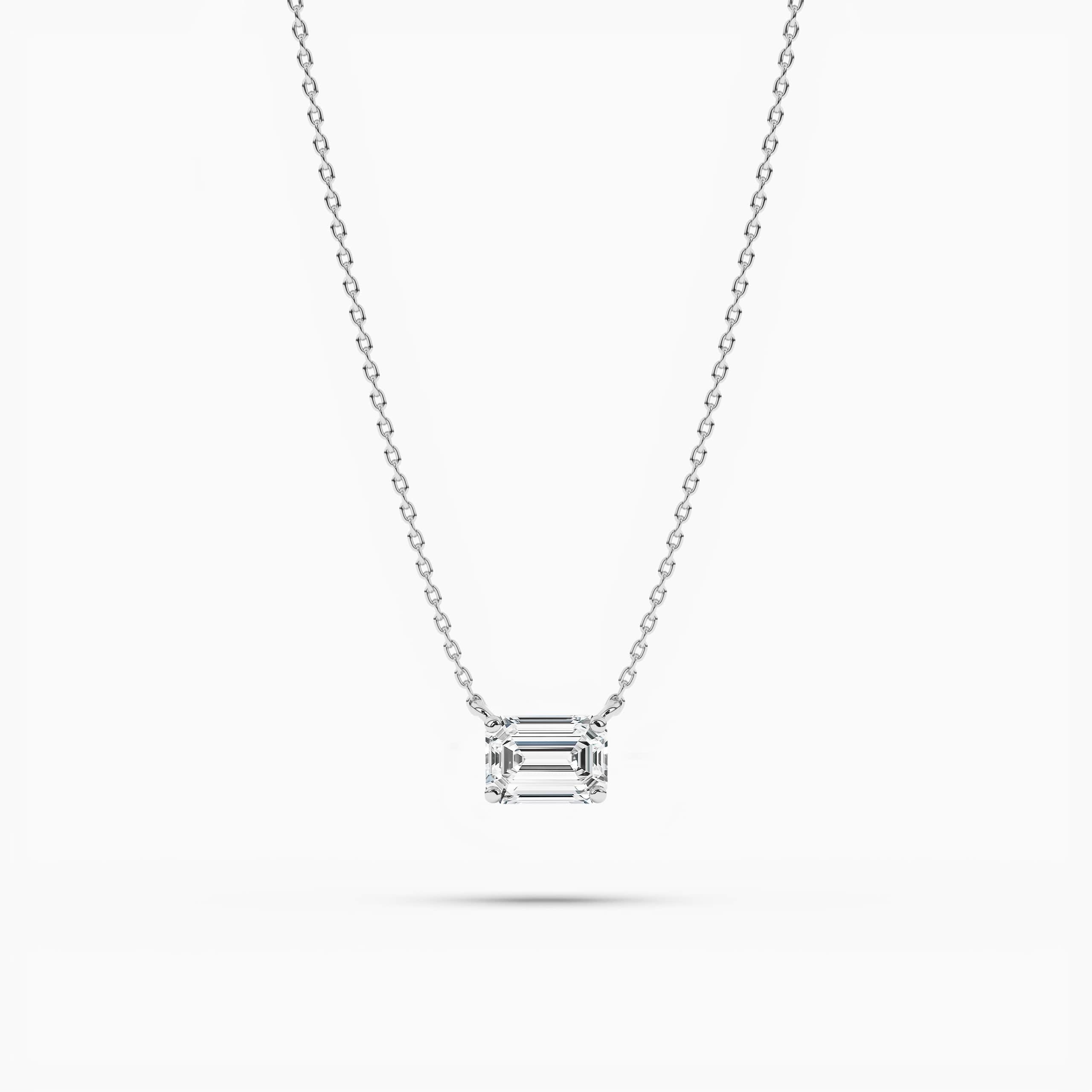 0.50 Carat Emerald Cut Diamond East West Pendant In Rose Gold