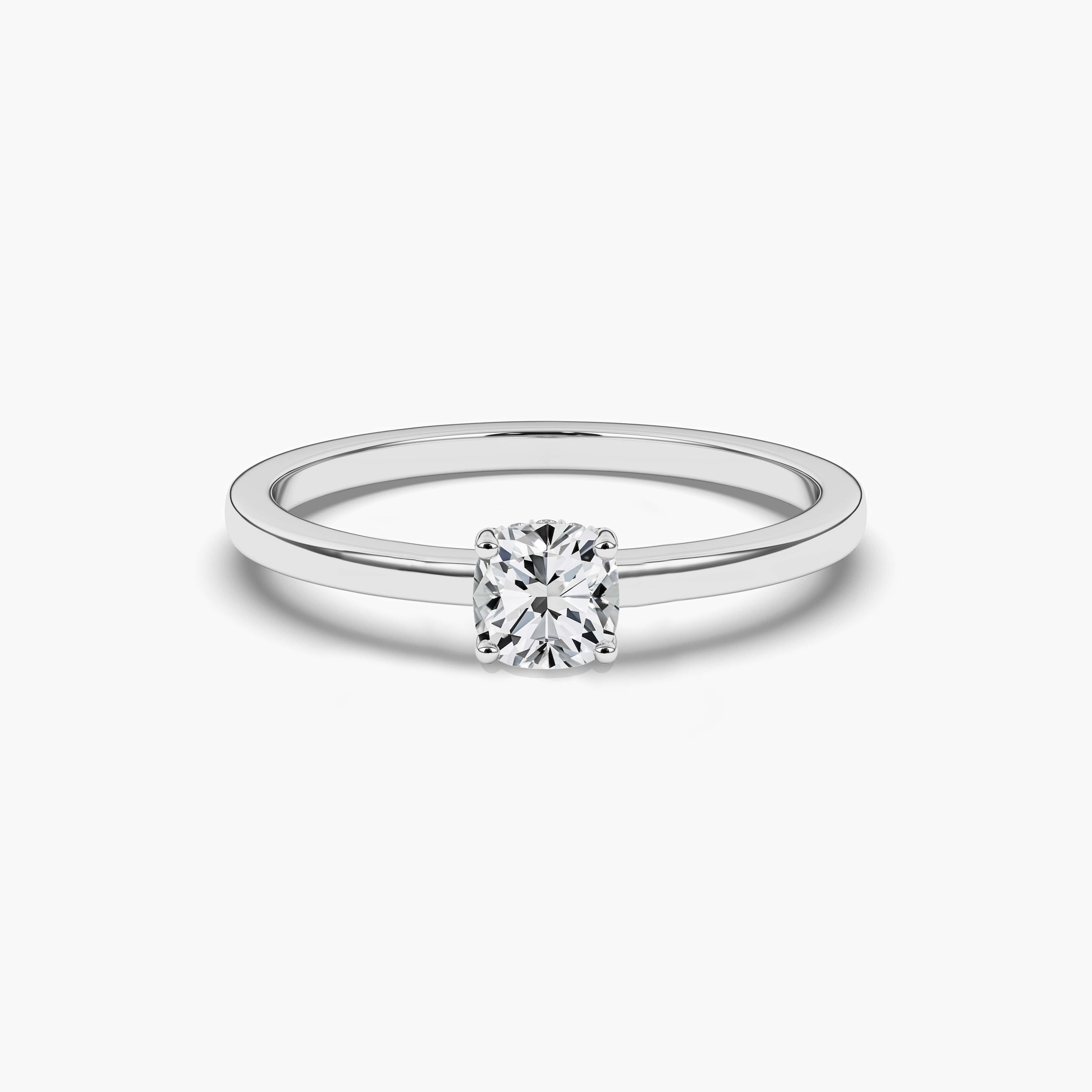 cushion cut solitaire hidden halo ring for woman 