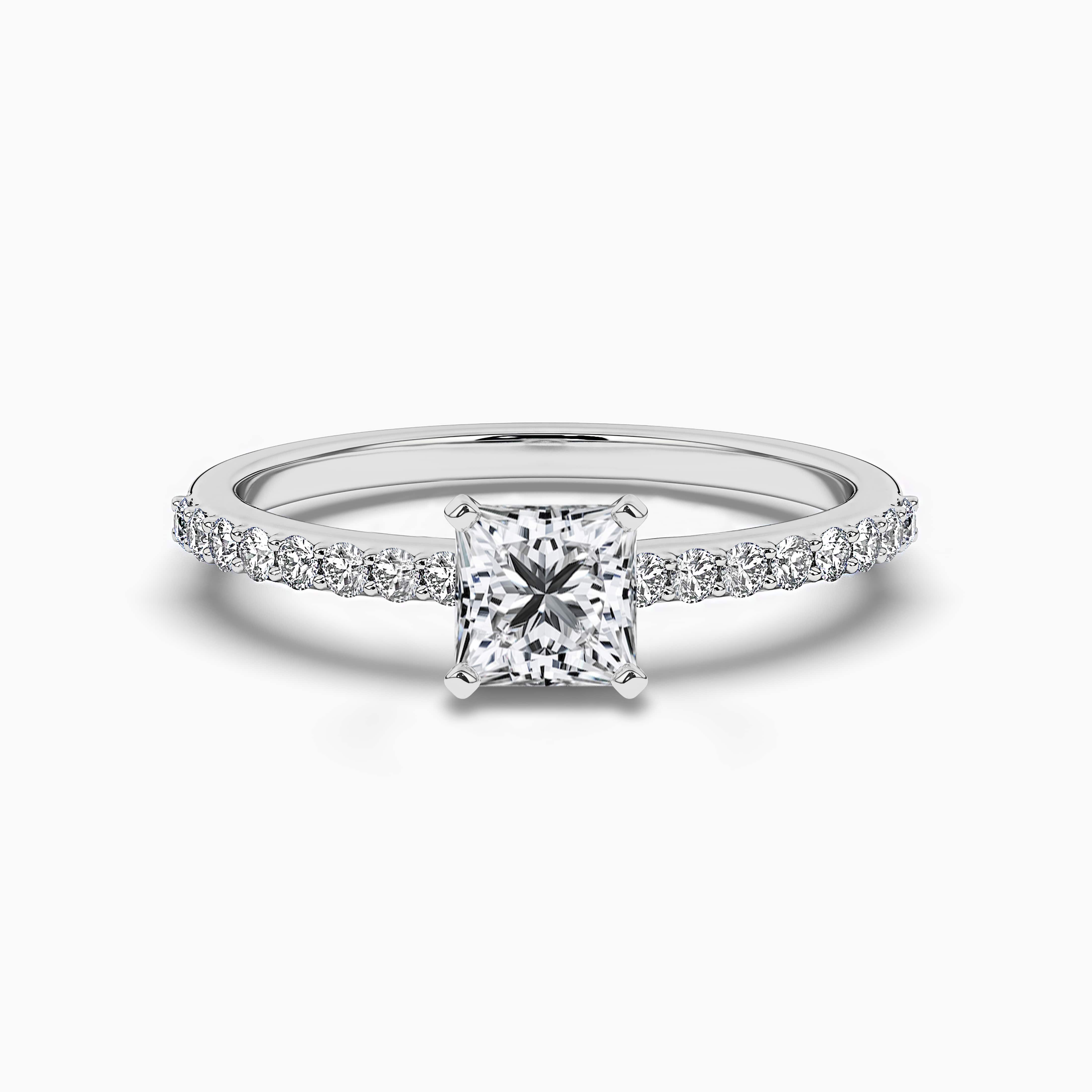 White Gold Hidden Princess Cut Diamond Engagement Ring