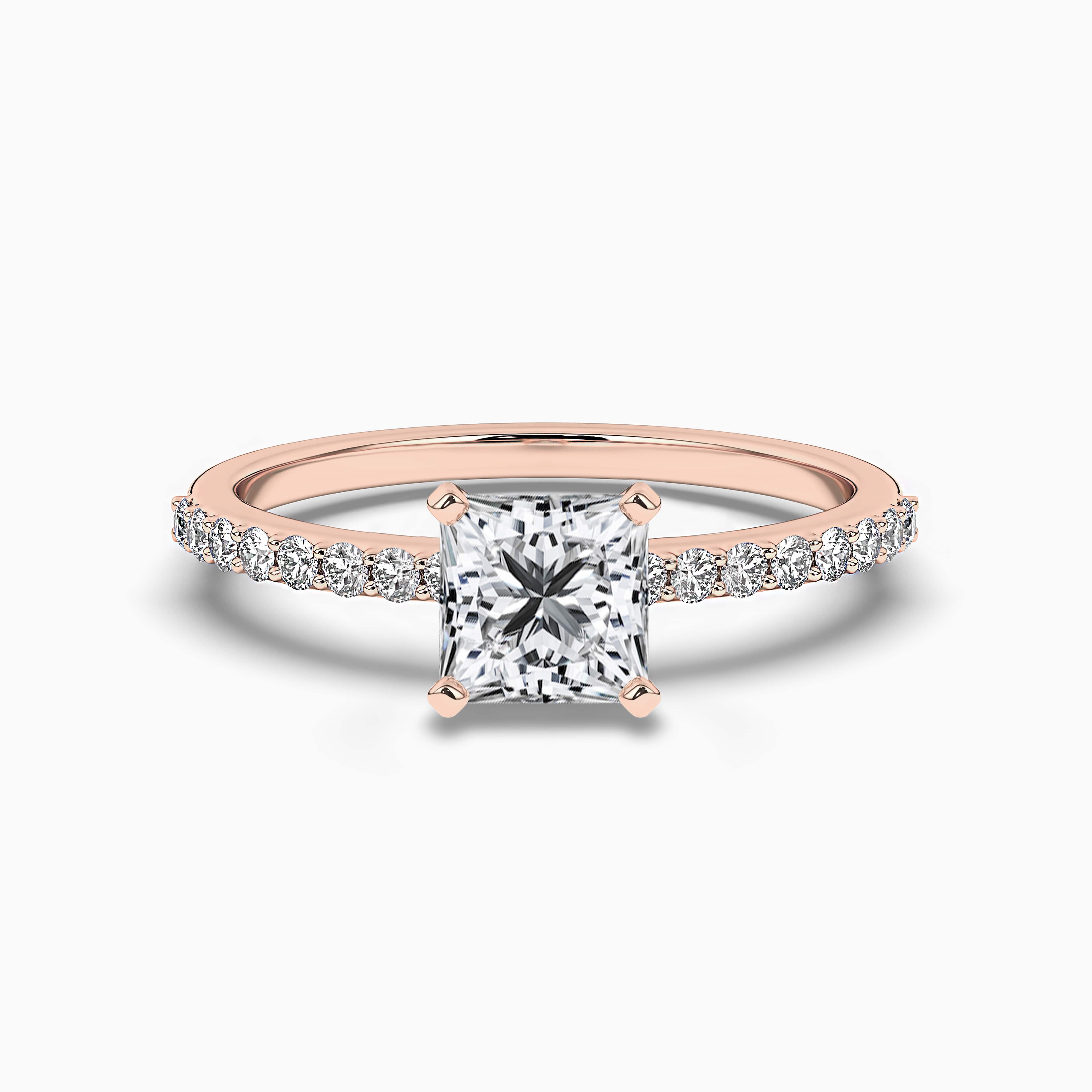 Princess-Cut Diamond Double Frame Engagement Ring in Rose Gold