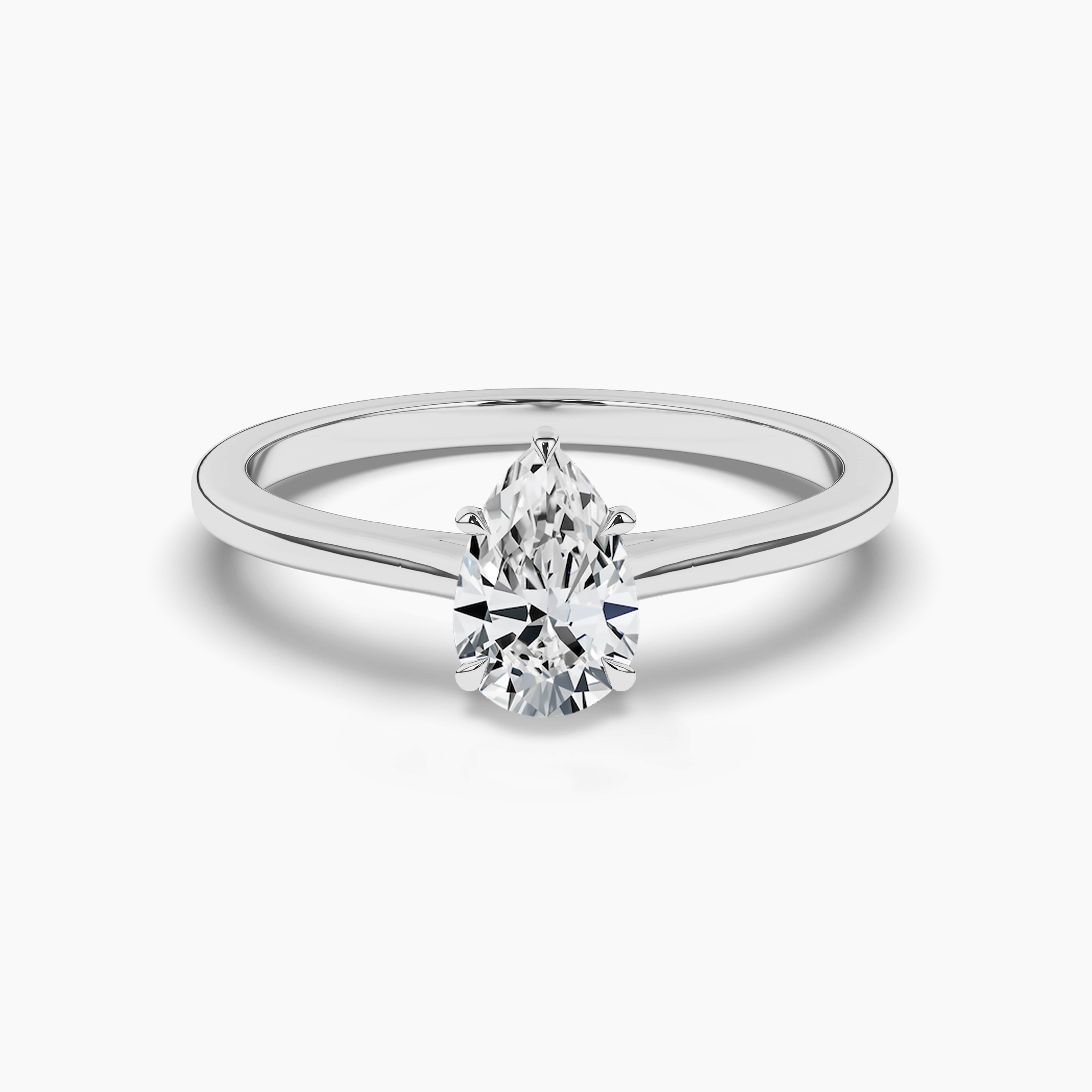 Solitaire Pear-Cut Engagement Ring in White Gold