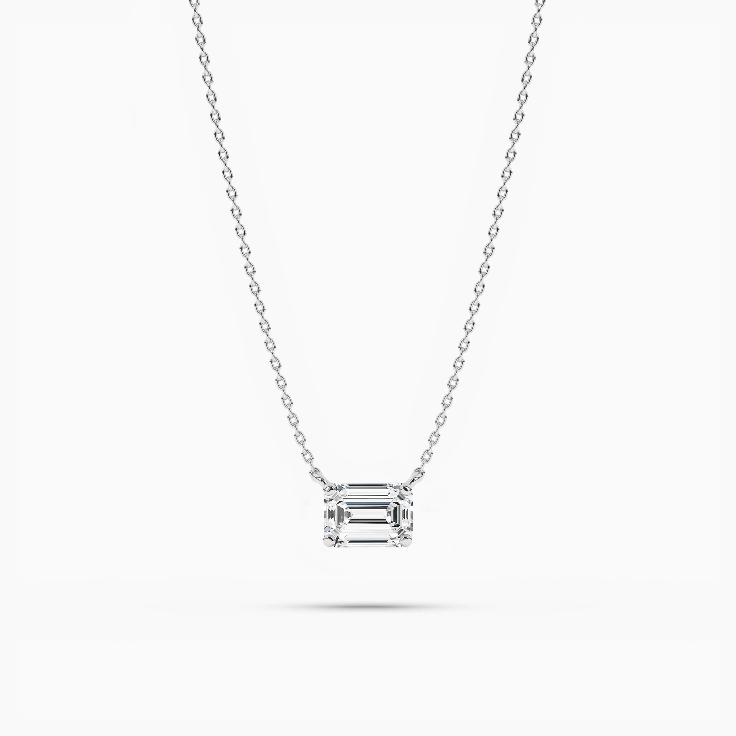  EMERALD CUT EAST WEST DIAMOND PENDANT NECKLACE