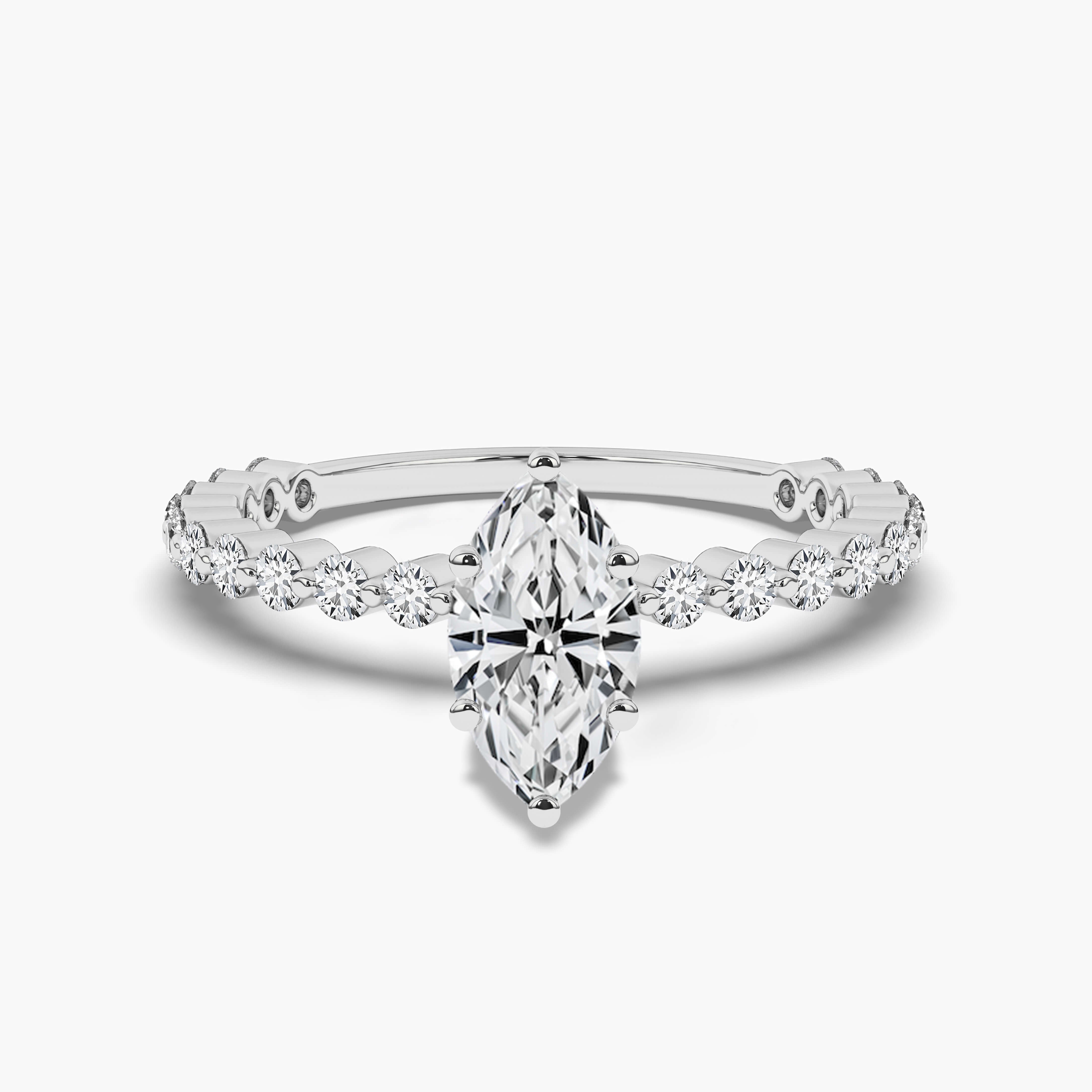 Marquise Diamond Engagement Ring White Gold For Woman's