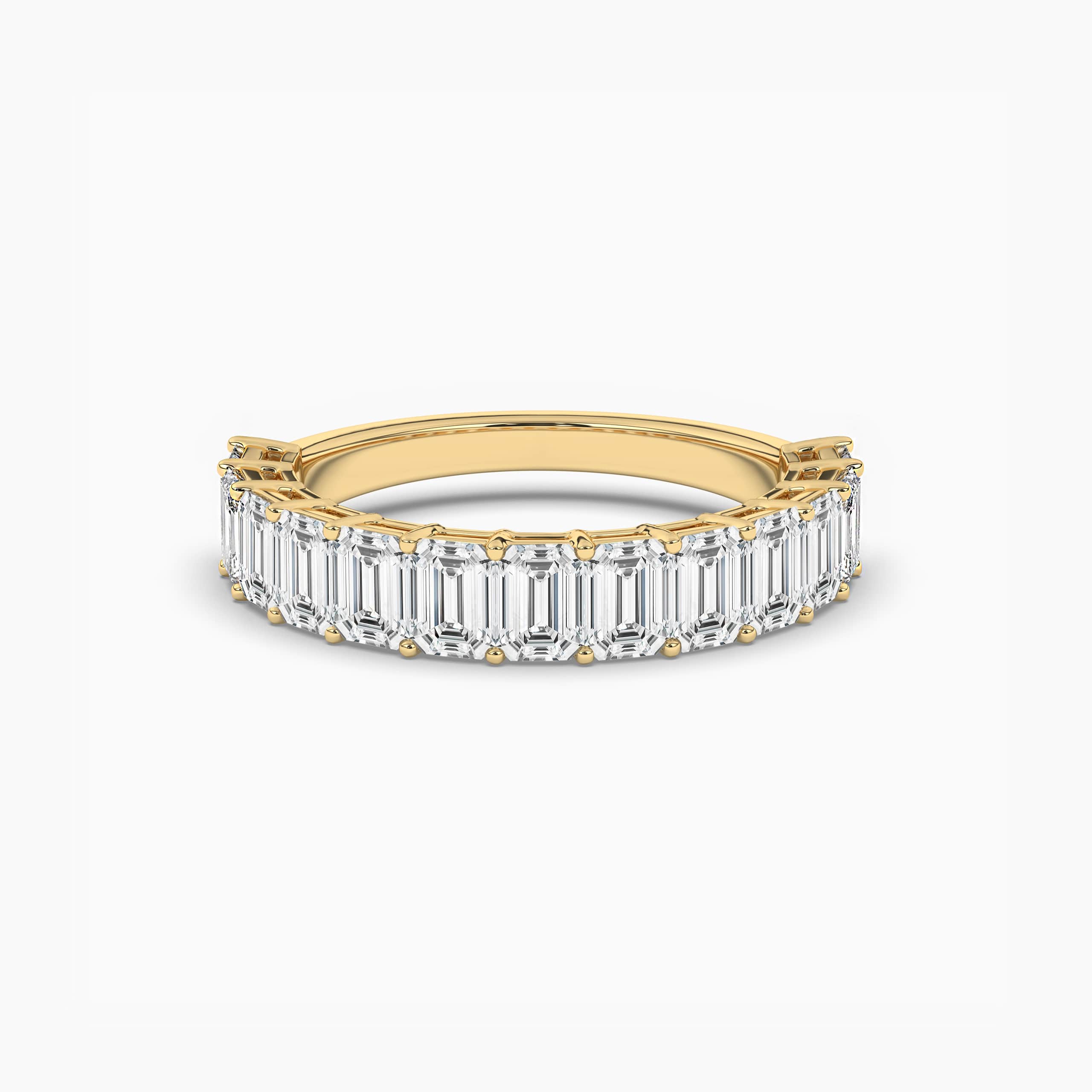 Emerald Cut Diamond Half Eternity Wedding Ring In Yellow Gold