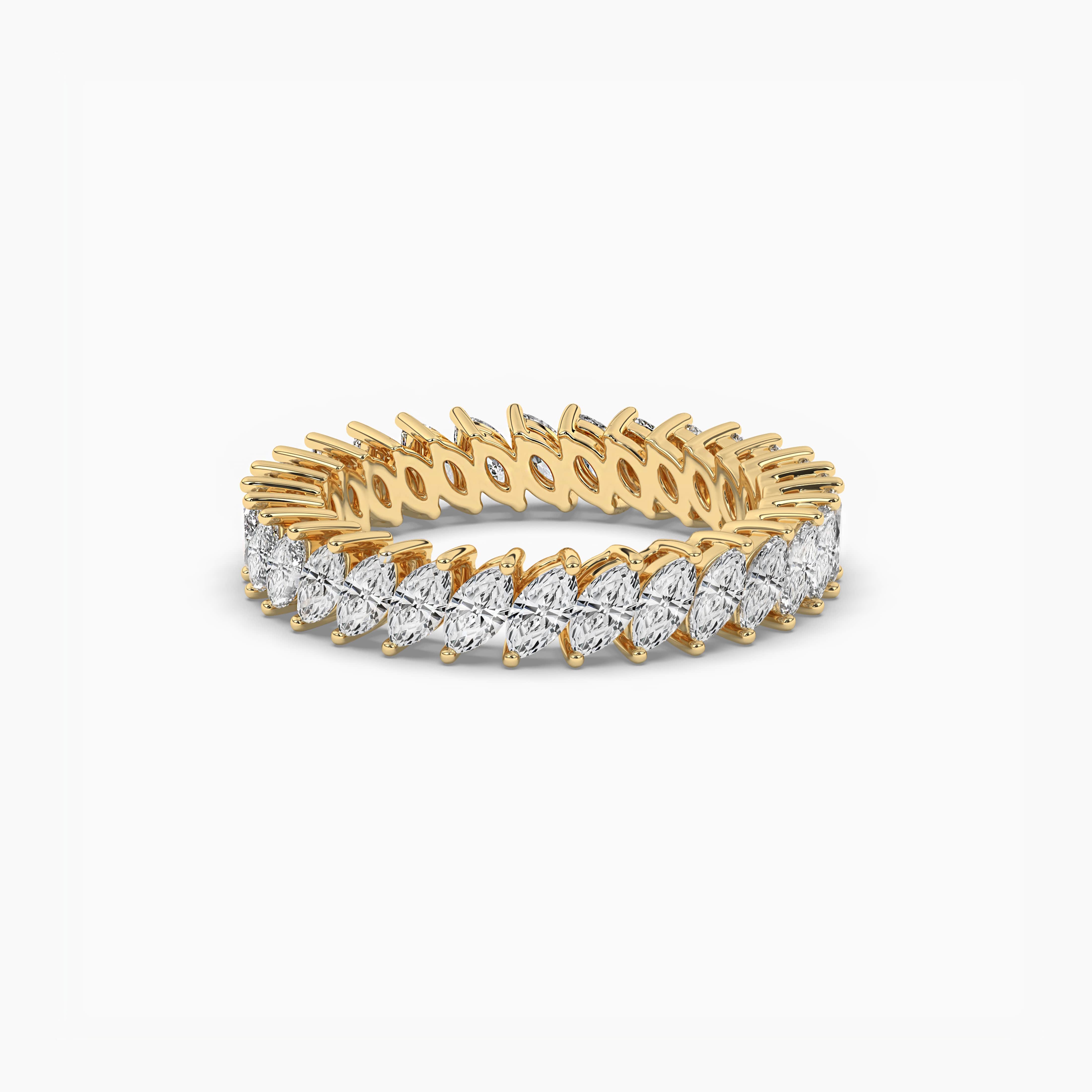 Marquise Cut Diamond Band Yellow Gold