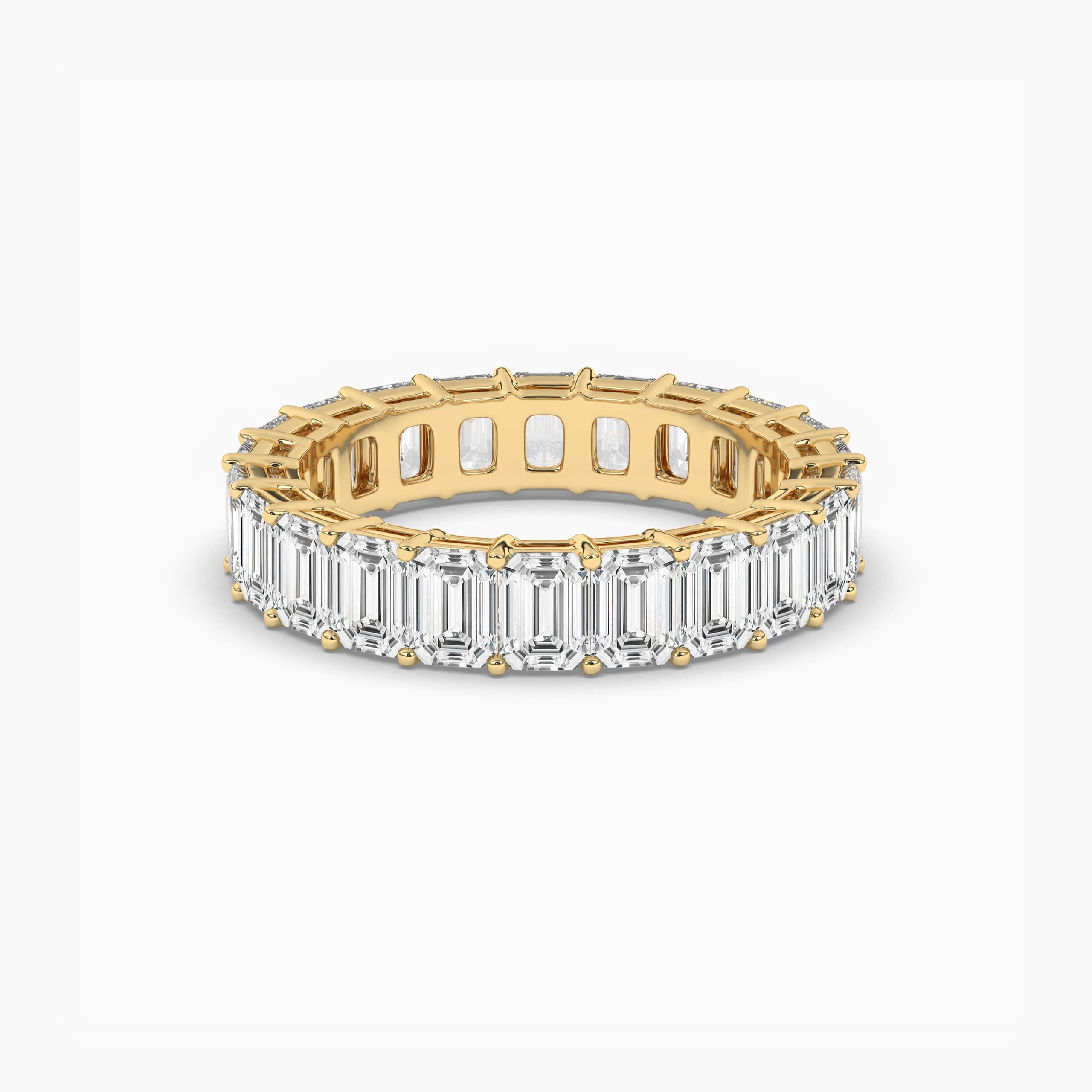 Yellow Gold Emerald Cut Diamond Eternity Band