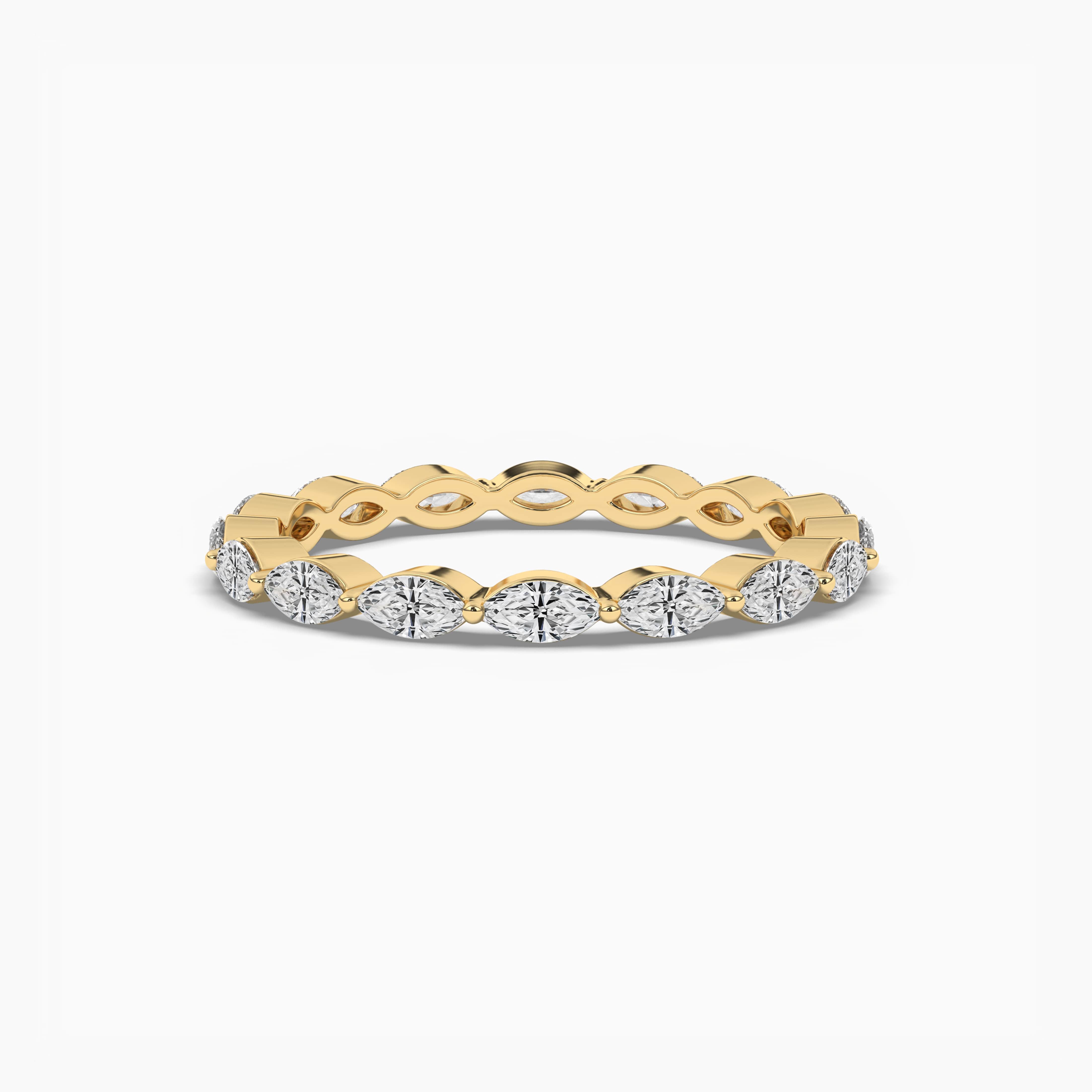 Marquise Cut East West In Eternity Wedding Band In Yellow Gold
